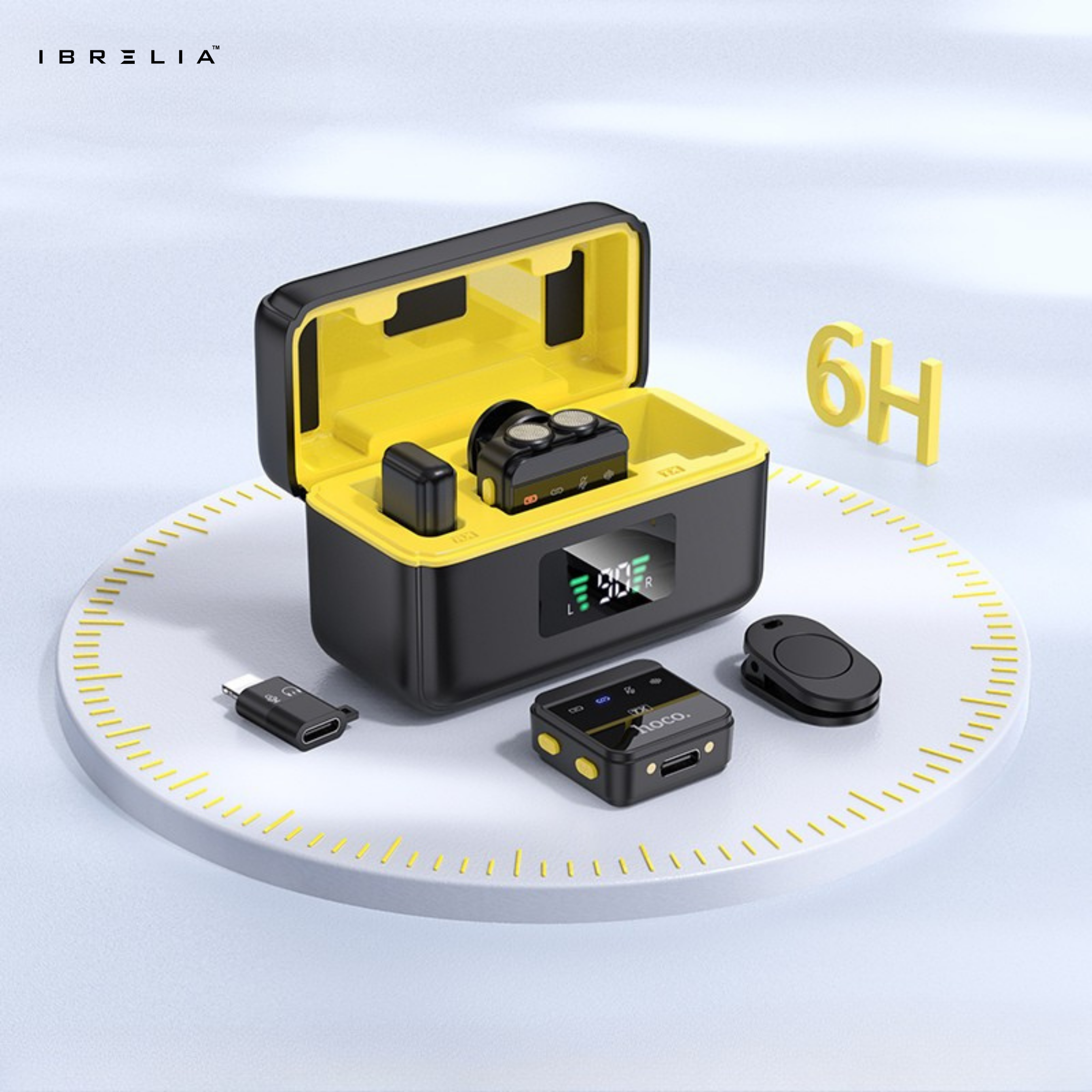 HOCO L17 Dual-Mic Magnetic Wireless Digital Microphone (Type-C + Lightning Adapter) | IBRELIA™