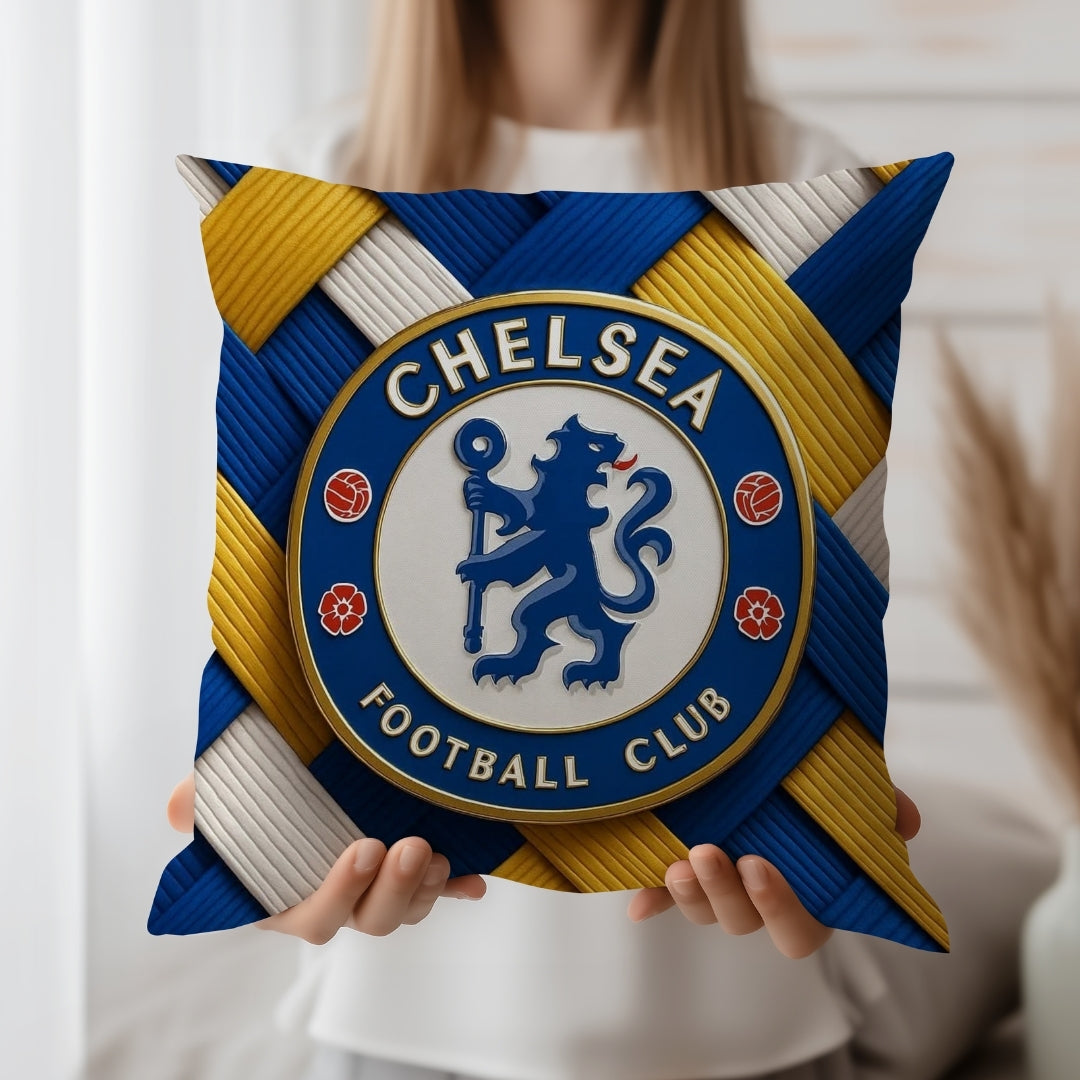 Chelsea Football Club Cushion | Premium Jute Fabric | Double-Sided Print | IBRELIA™ IBRELIA