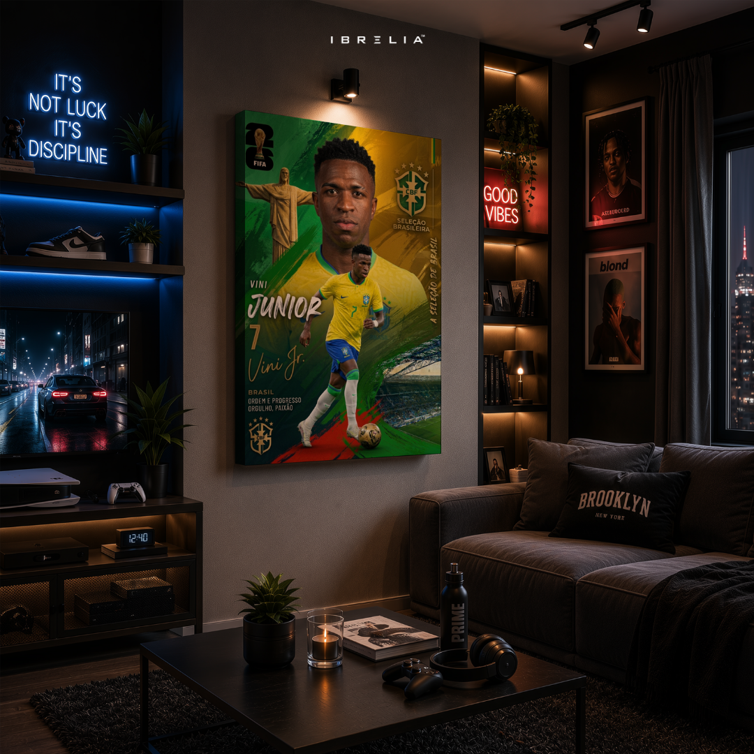 Vinícius Júnior Brazil FIFA World Cup 2026 Wrapped Frame Wall Art | IBRELIA™