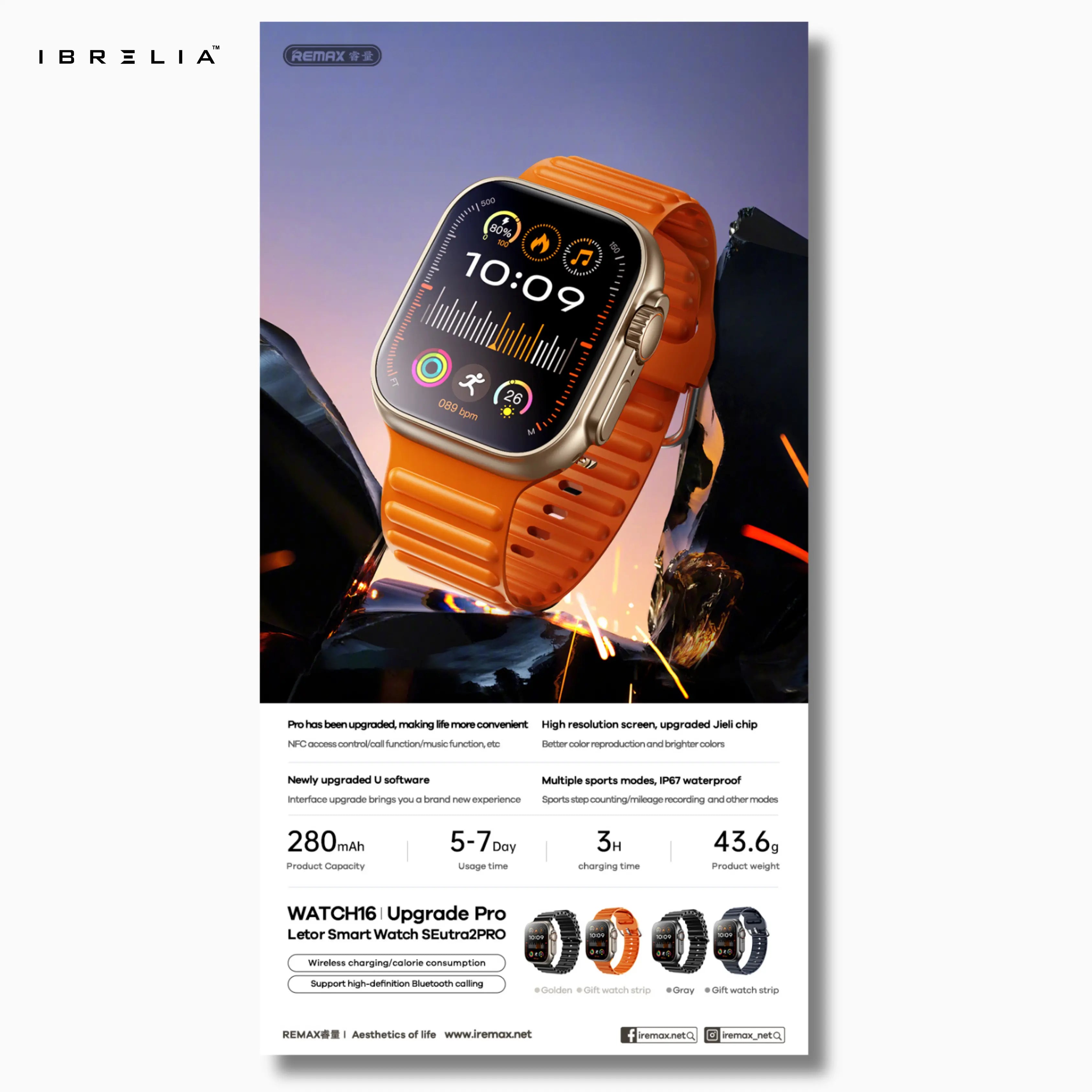 REMAX Ultra 2 Pro Letor Series Smartwatch SE WATCH16 | Multi-Sport | IBRELIA™ IBRELIA