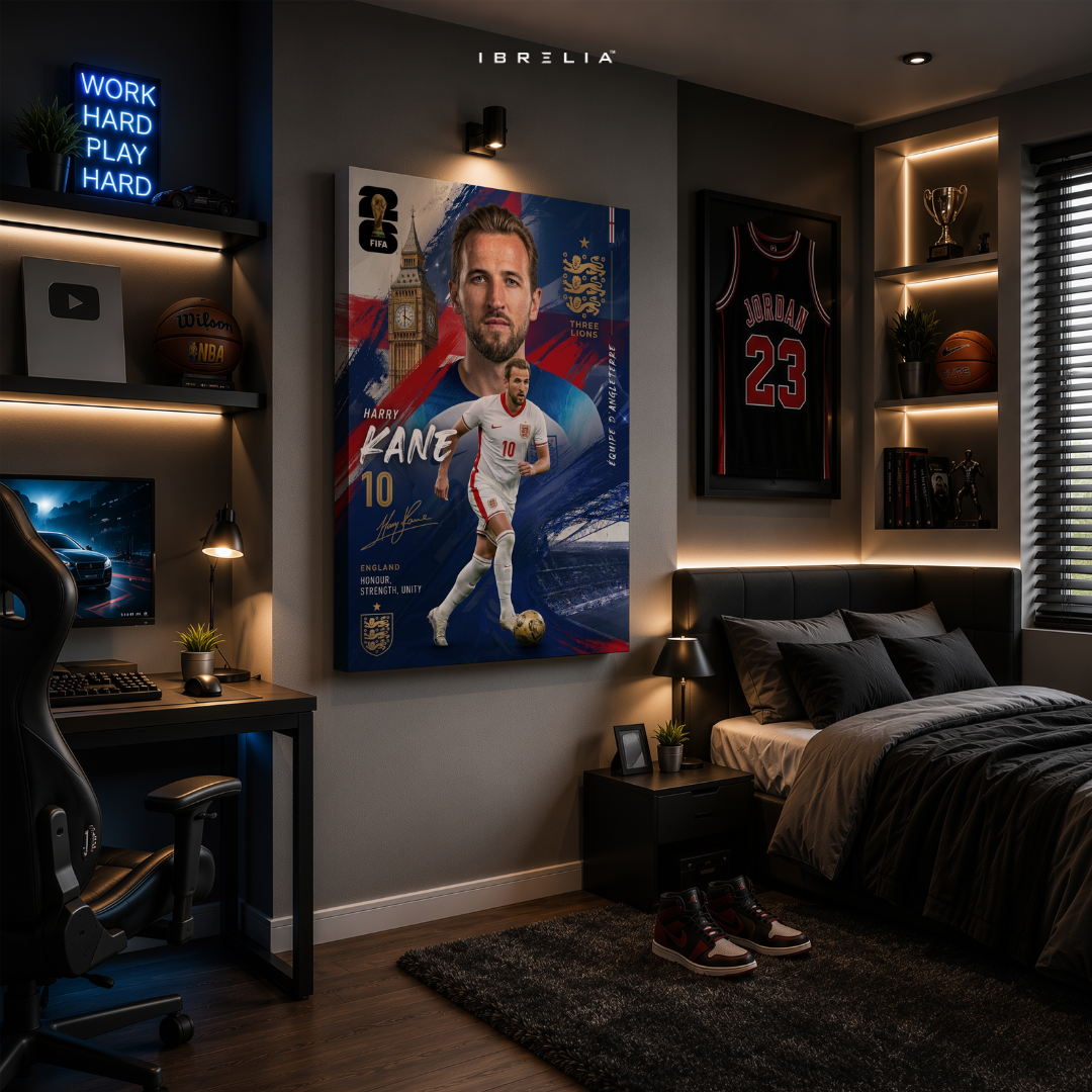 Harry Kane England FIFA World Cup 2026 Wrapped Frame Wall Art | IBRELIA™