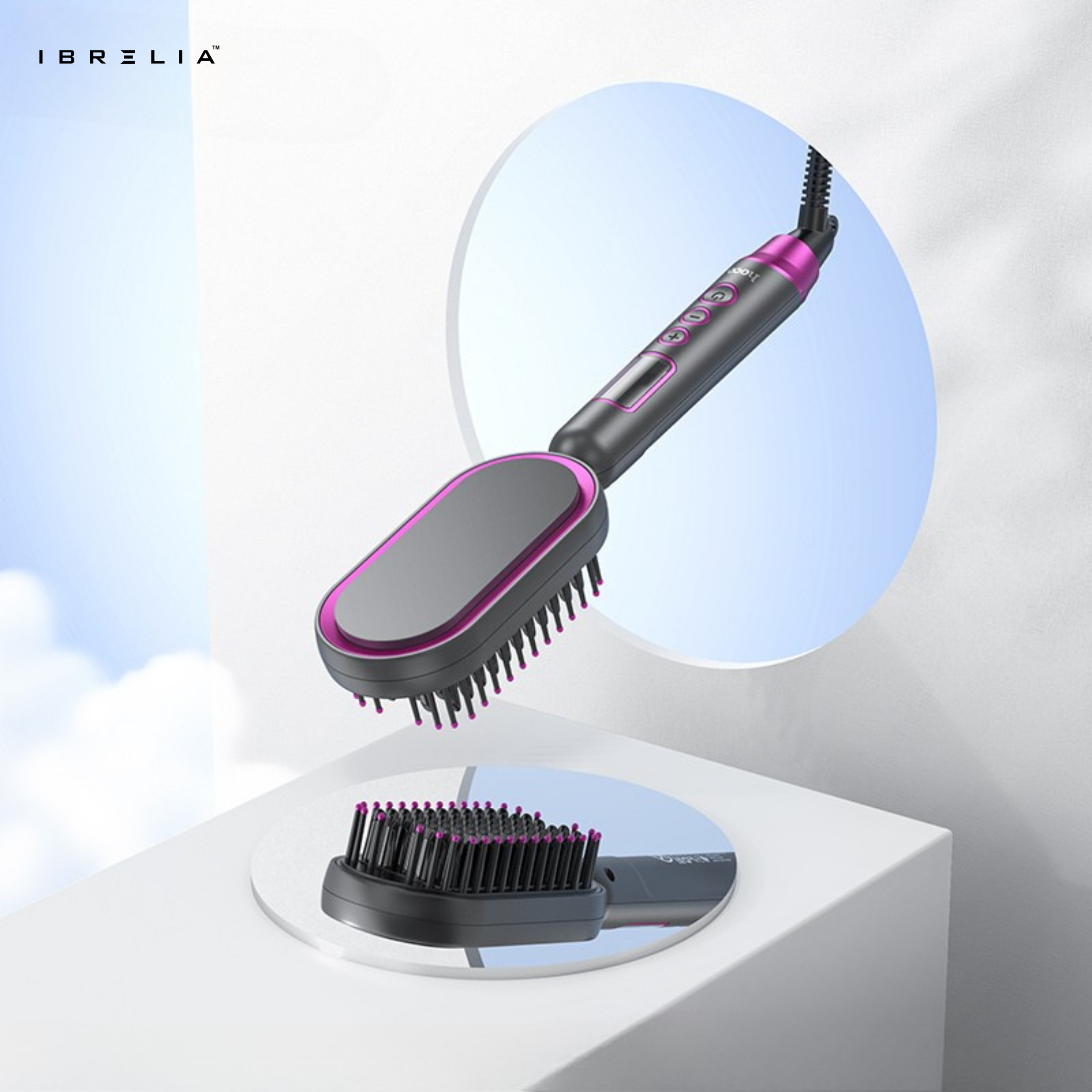 HOCO HP44 Digital Display Straight Hair Comb | Wide-Board Fast Heating Brush | 120–220°C | IBRELIA™ IBRELIA