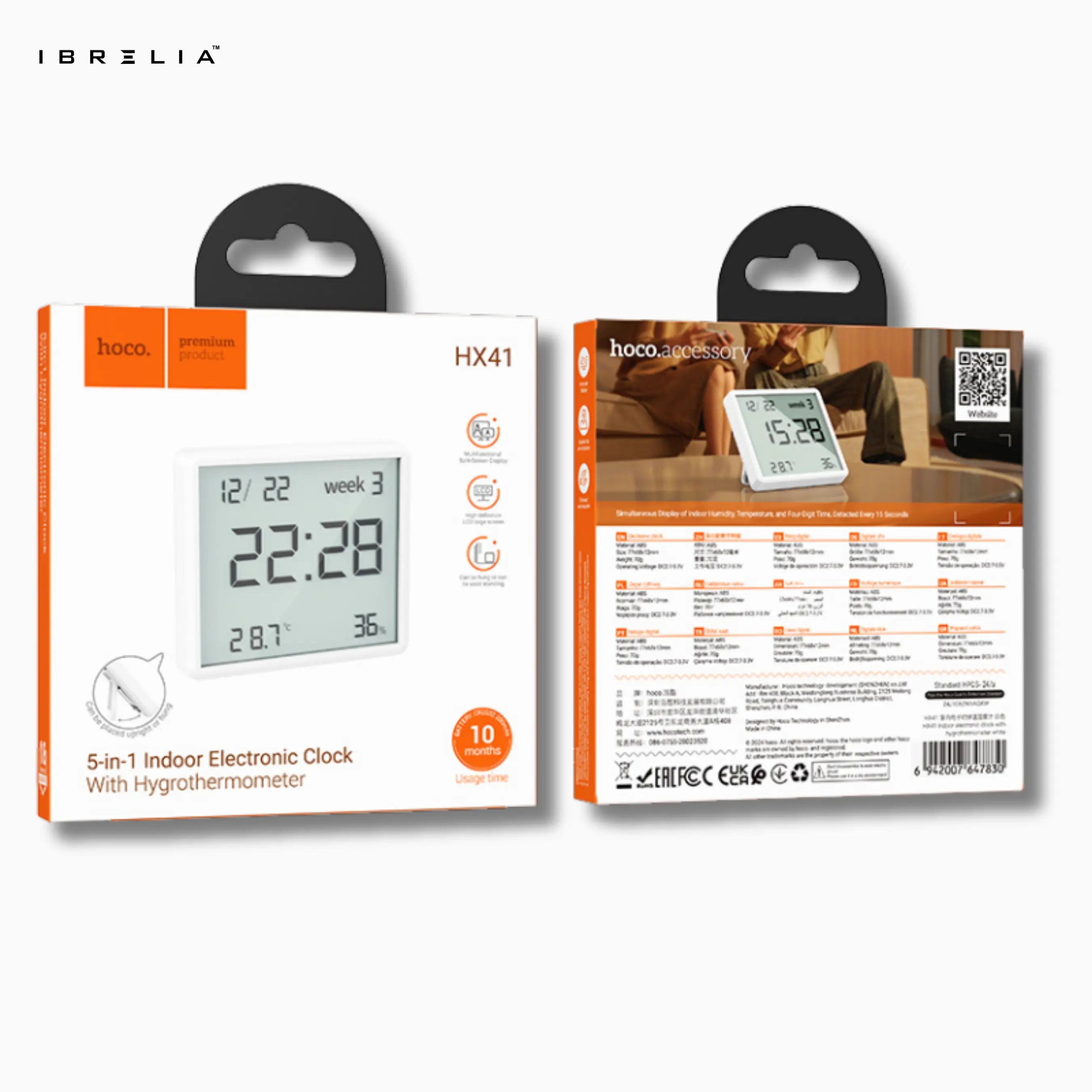 HOCO HX41 – 5-in-1 Indoor Electronic Clock with Hygrothermometer | IBRELIA™ IBRELIA