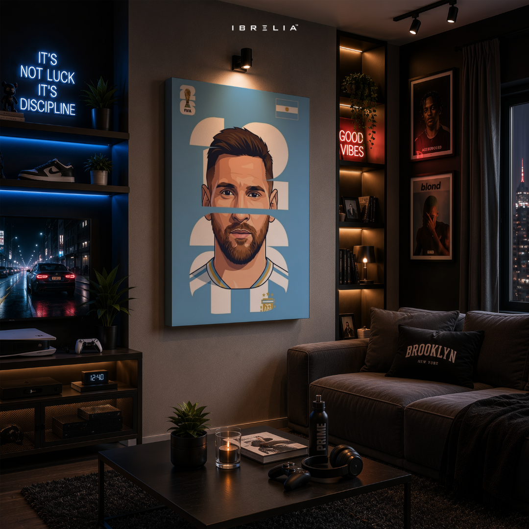 Lionel Messi Argentina FIFA World Cup 2026 Minimalist Wrapped Frame Wall Art | IBRELIA™