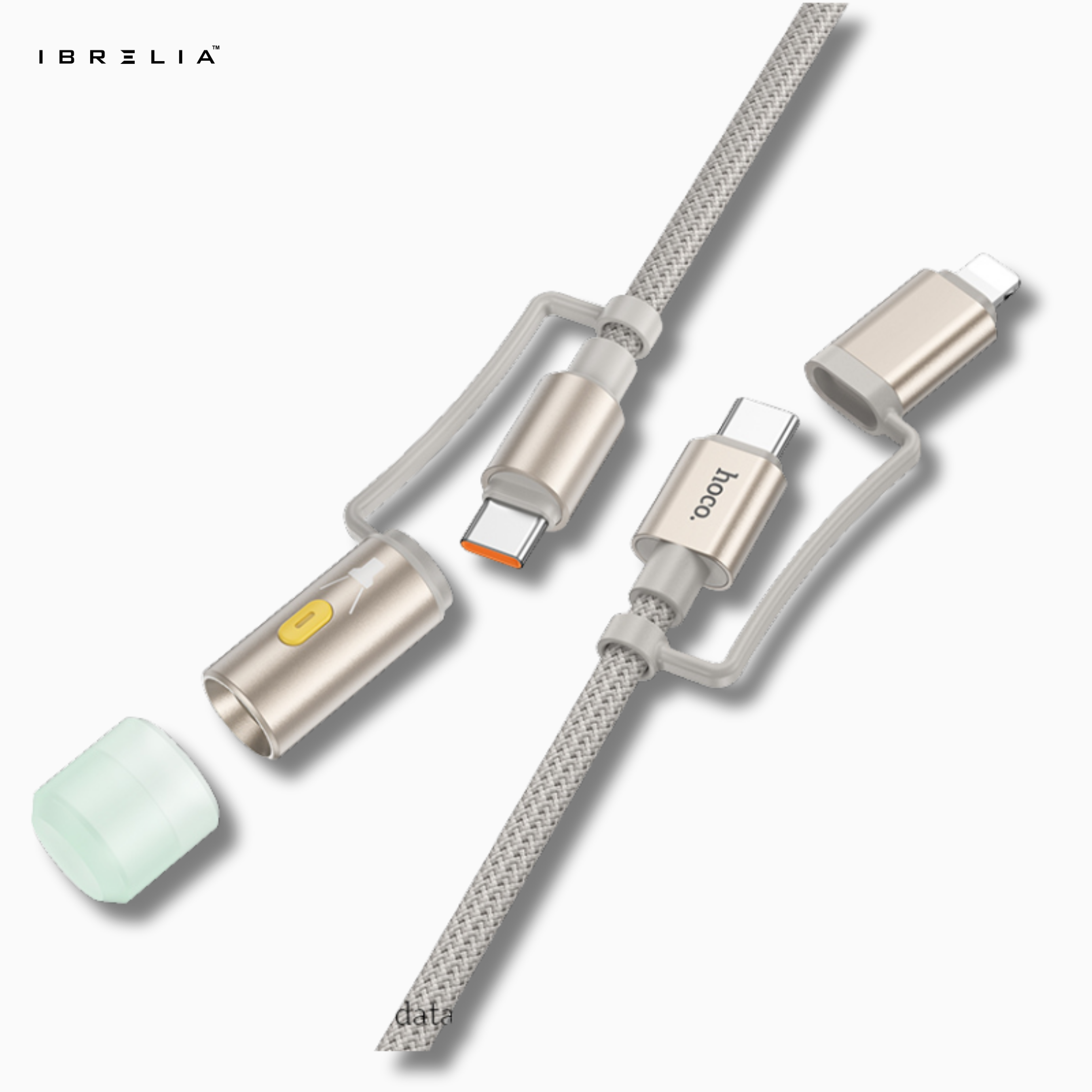 HOCO U138 All-in-One LED Light 2-in-1 Fast Charging Cable (USB-C to iP + USB-C) | IBRELIA™