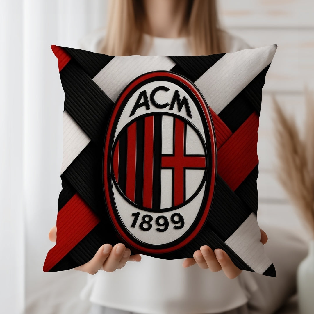 AC Milan Football Club Cushion | Premium Jute Fabric | Double-Sided Print | IBRELIA™ IBRELIA