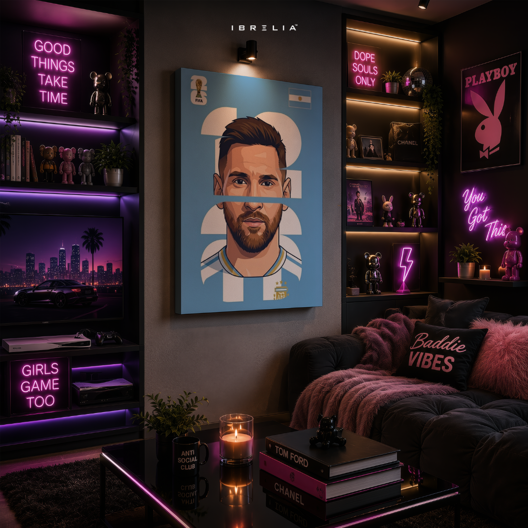 Lionel Messi Argentina FIFA World Cup 2026 Minimalist Wrapped Frame Wall Art | IBRELIA™