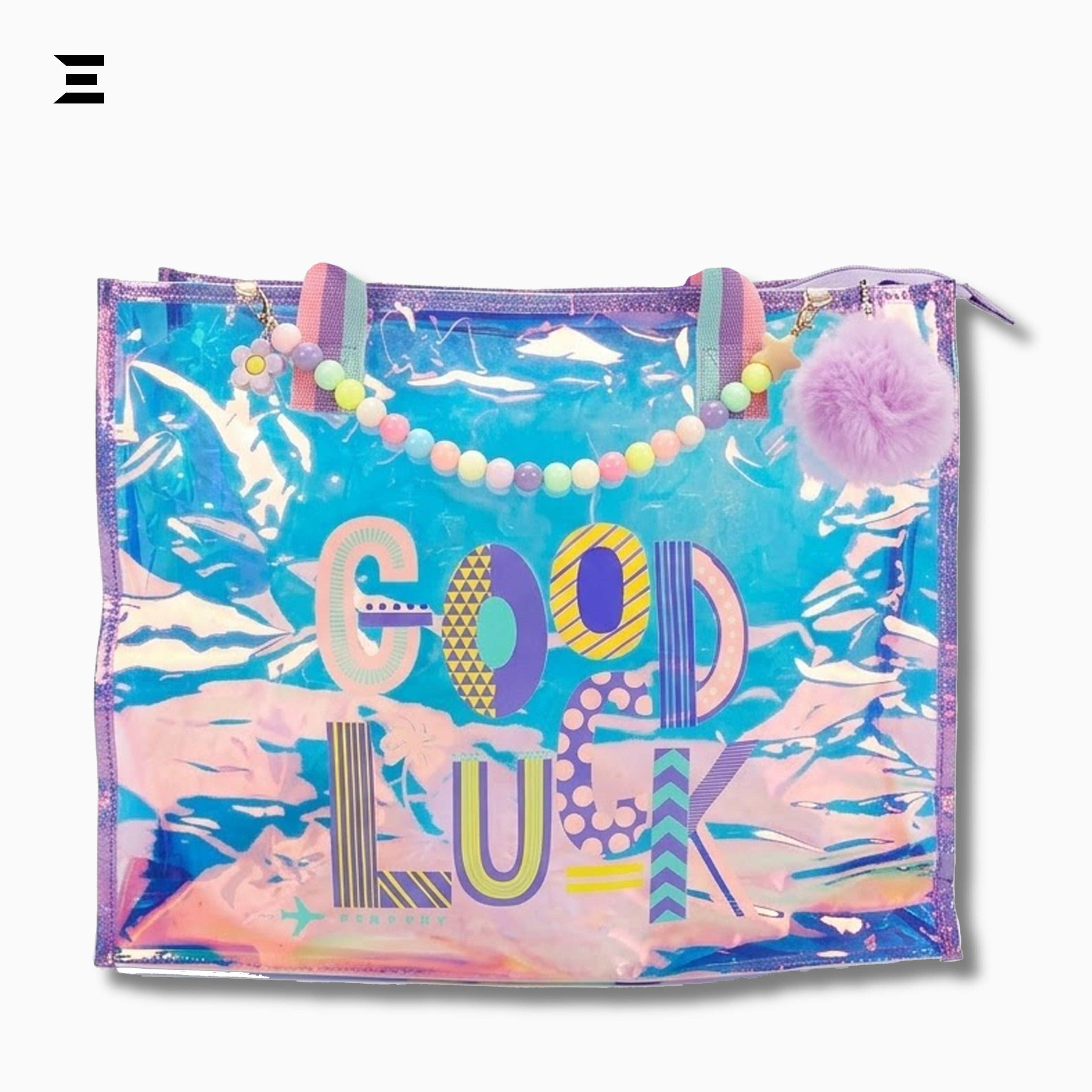GOOD LUCK Holographic Kids Tote Bag – Crystal PVC School & Activity Bag 40×15×33 cm | IBRELIA™ IBRELIA