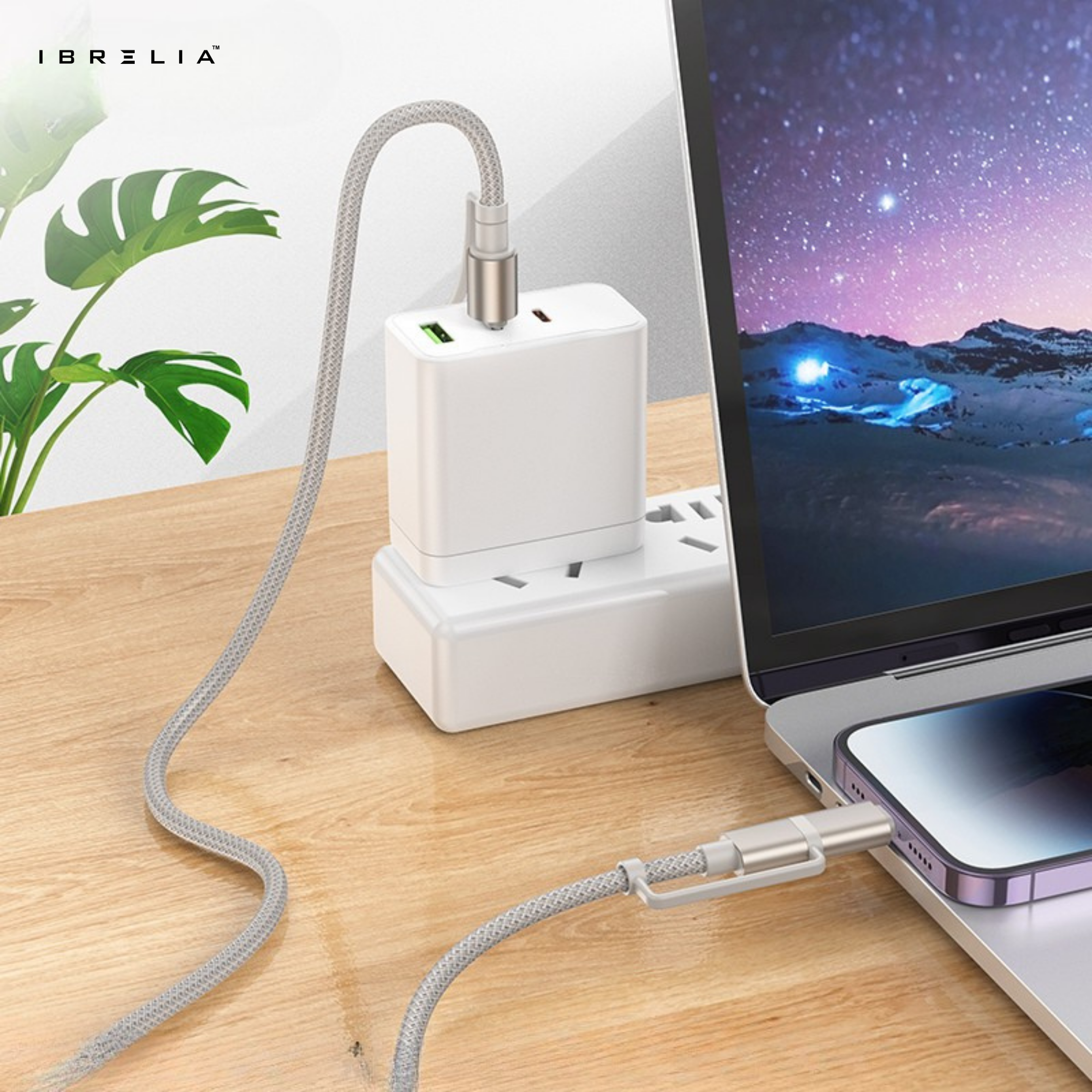 HOCO U138 All-in-One LED Light 2-in-1 Fast Charging Cable (USB-C to iP + USB-C) | IBRELIA™