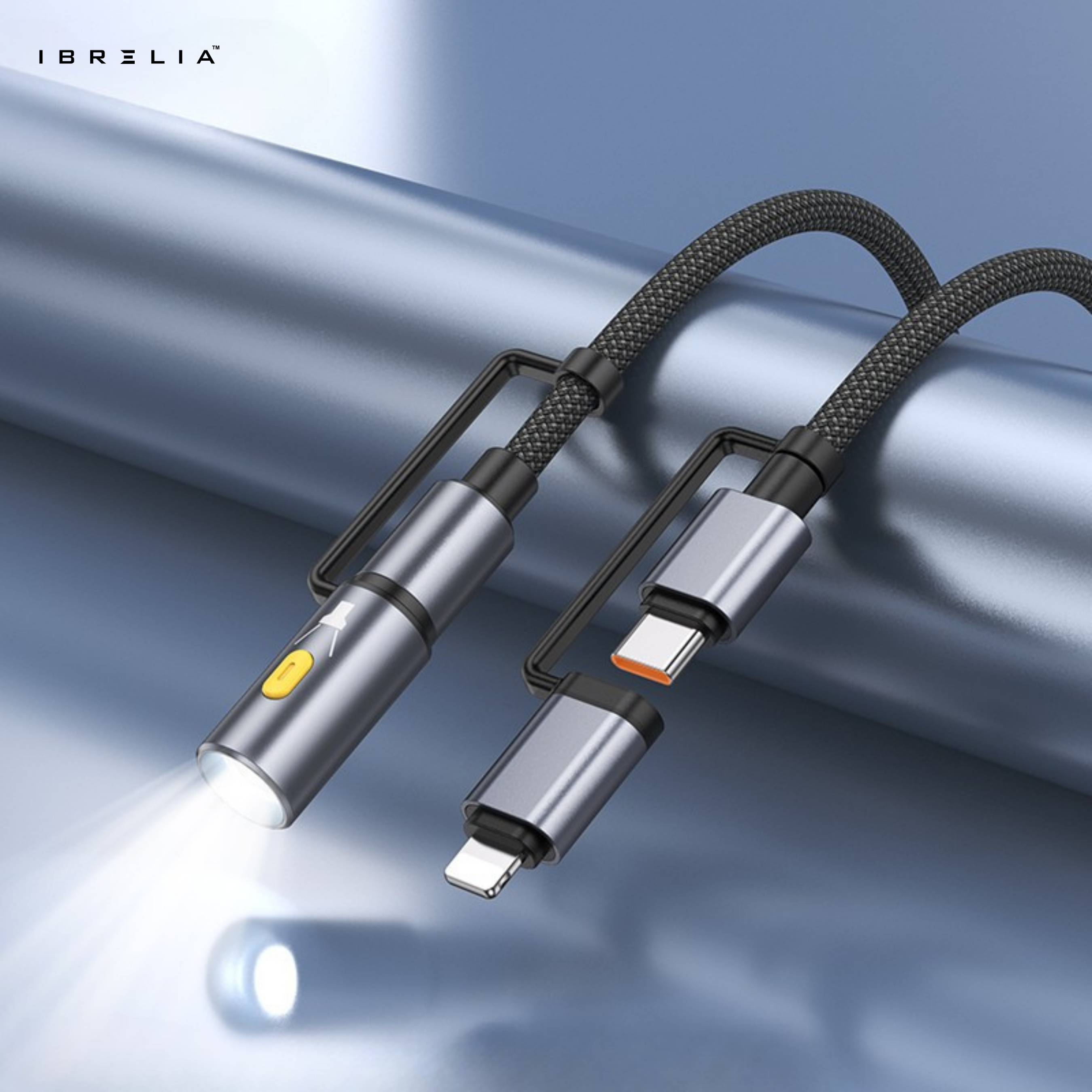 HOCO U138 All-in-One LED Light 2-in-1 Fast Charging Cable (USB-C to iP + USB-C) | IBRELIA™