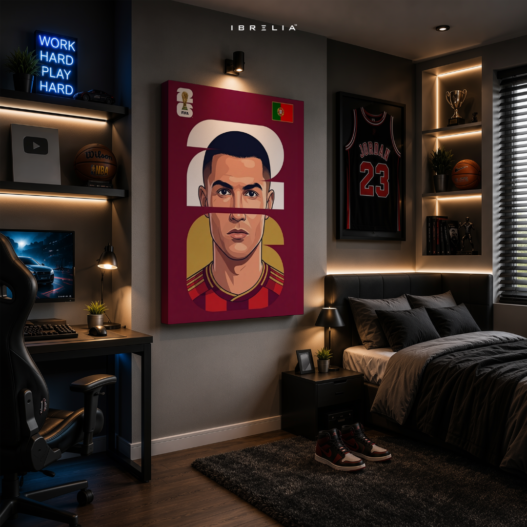 Cristiano Ronaldo Portugal FIFA World Cup 2026 Minimalist Wrapped Frame Wall Art | IBRELIA™