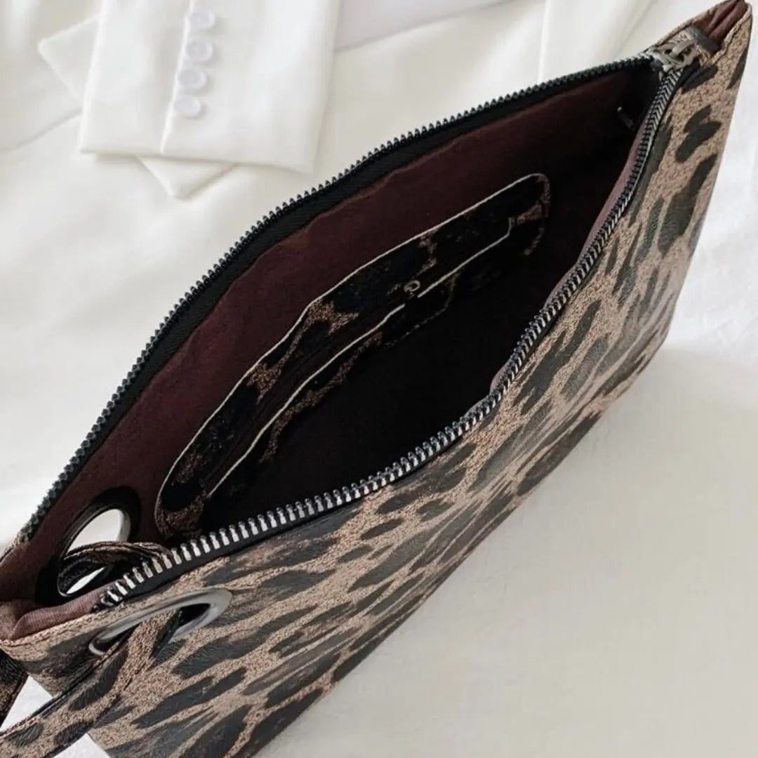 Leopard Luxe PU Leather Clutch Bag | Elegant Envelope Purse for Women | IBRELIA™ IBRELIA
