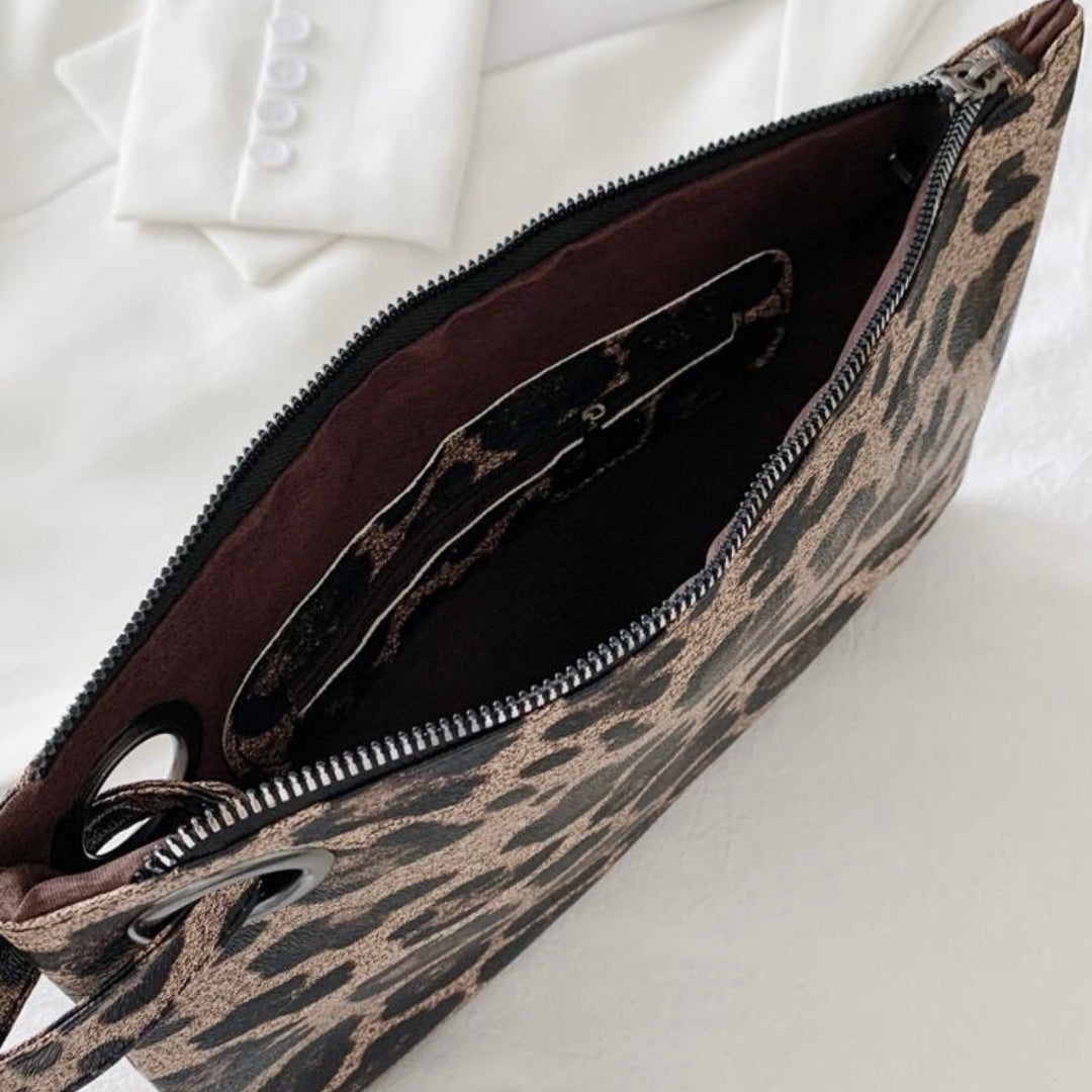 Leopard Luxe PU Leather Clutch Bag | Elegant Envelope Purse for Women | IBRELIA™ IBRELIA