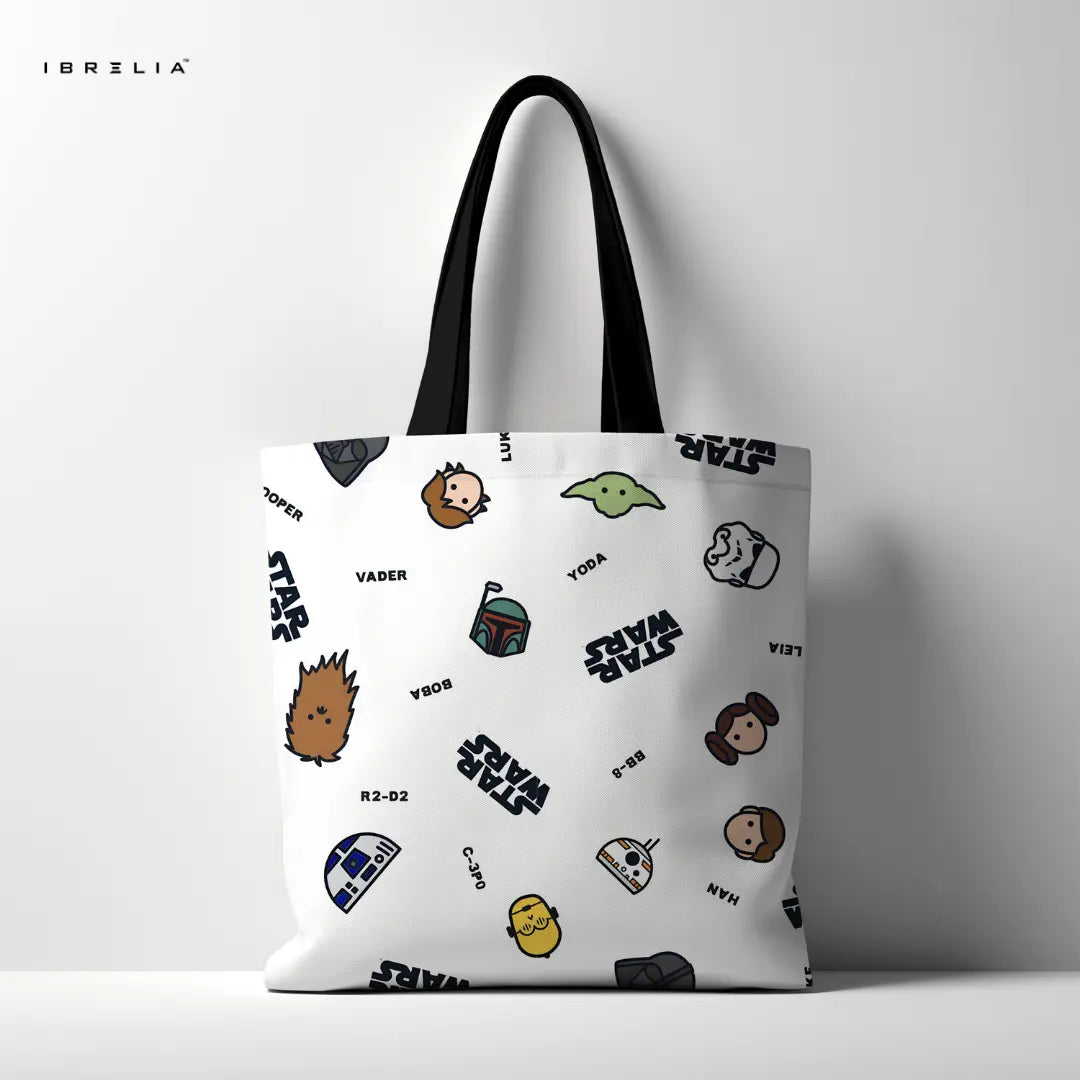 Galactic Saga Tote Bag – Cute Space Heroes Jute Tote with Velvet Handles | IBRELIA™ IBRELIA