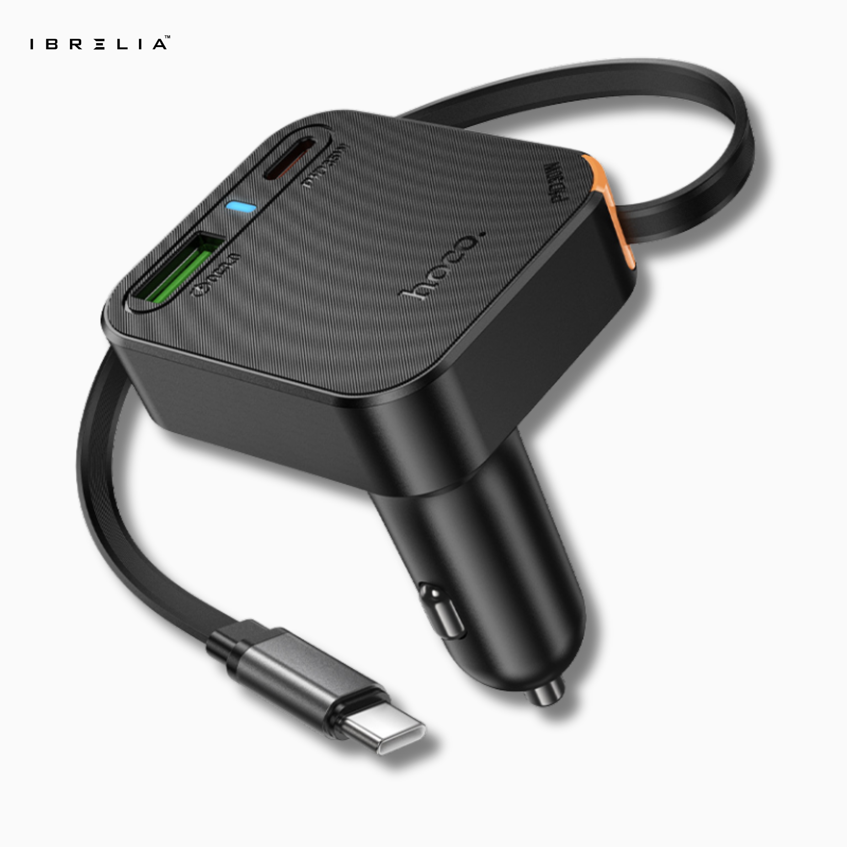 HOCO NZ18 Guardian PD65W Car Charger with Retractable Cable (2C1A) | IBRELIA™