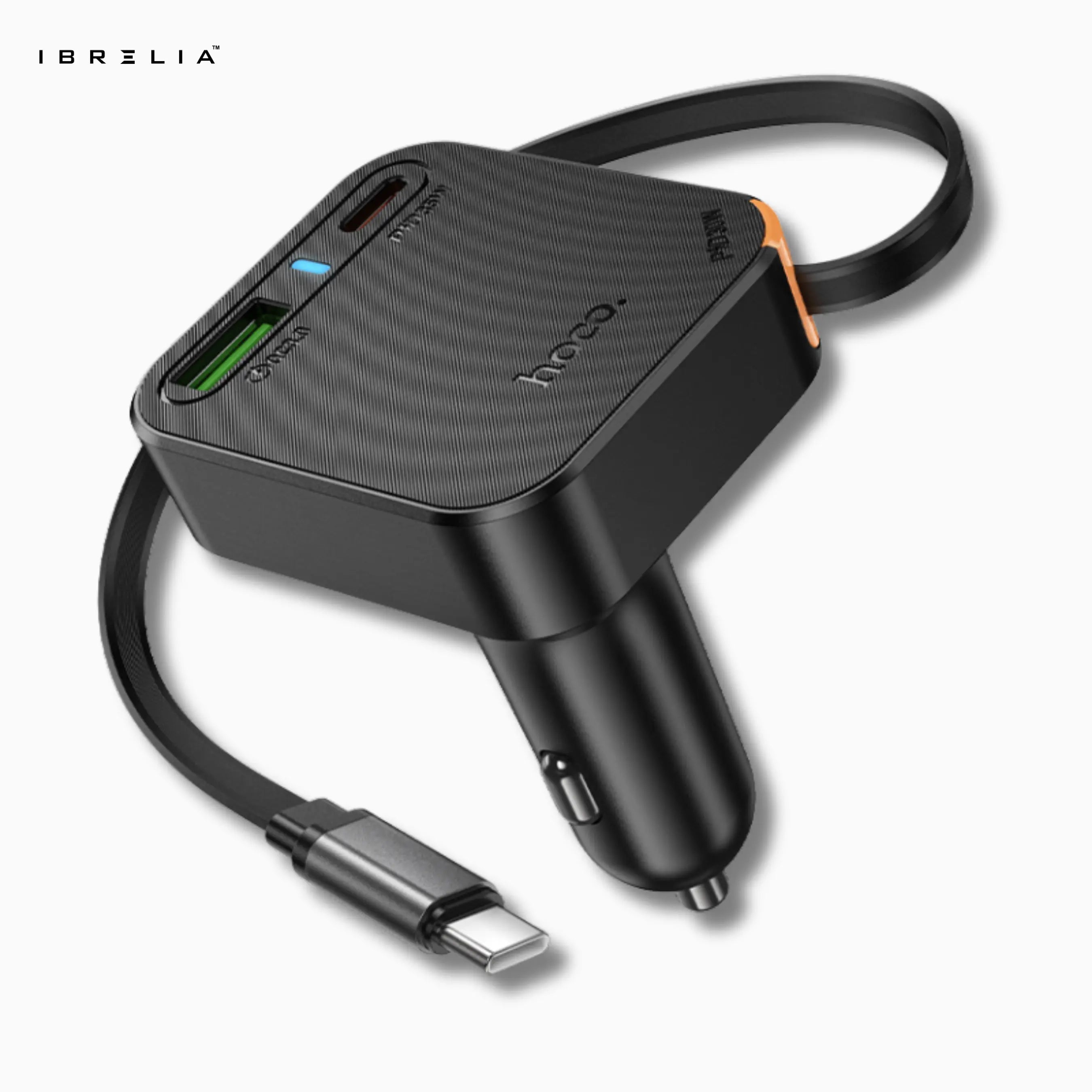 HOCO NZ18 Guardian PD65W Car Charger with Retractable Cable (2C1A) | IBRELIA™ IBRELIA