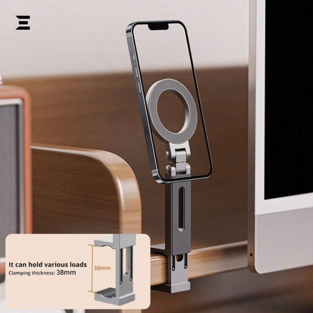 Universal Magnetic Clip Phone Holder – 360° Rotating Travel Stand