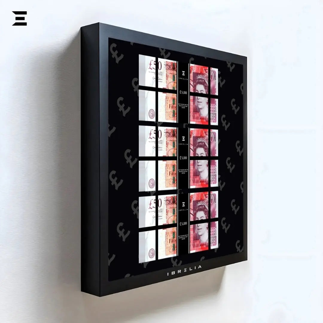 IBRELIA™ 3D Pound Money Frame – £50 Stacks | Premium Luxury Acrylic Display Frame IBRELIA