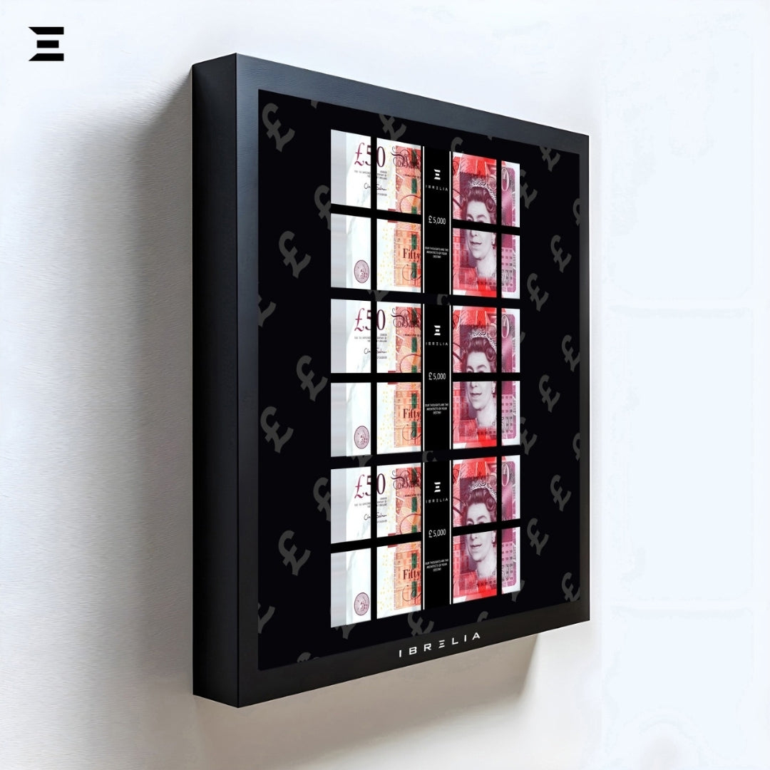 IBRELIA™ 3D Pound Money Frame – £50 Stacks | Premium Luxury Acrylic Display Frame IBRELIA