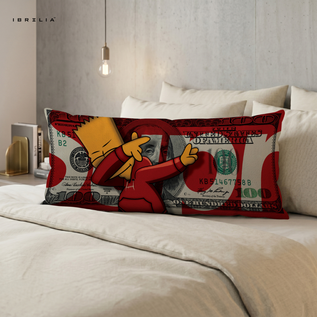 IBRELIA™ Street Money Bart Ultra Wide Cushion – Premium Jute Luxury Sofa Pillow (46 x 19 Inches) IBRELIA