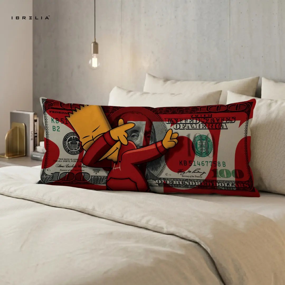IBRELIA™ Street Money Bart Ultra Wide Cushion – Premium Jute Luxury Sofa Pillow (46 x 19 Inches) IBRELIA