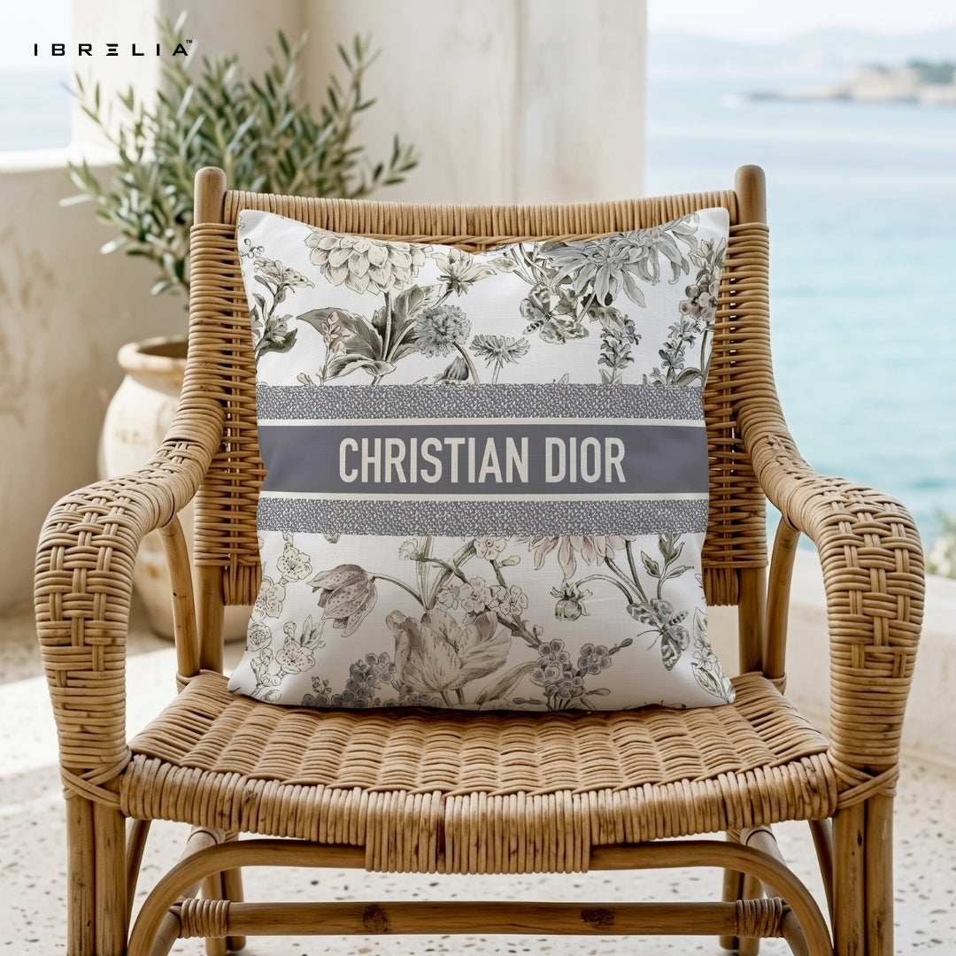 Elegant Botanical Pattern Cushion – 15x15 Inch Decorative Pillow | Double-Sided Print | Premium Fibre Filling | IBRELIA™ IBRELIA