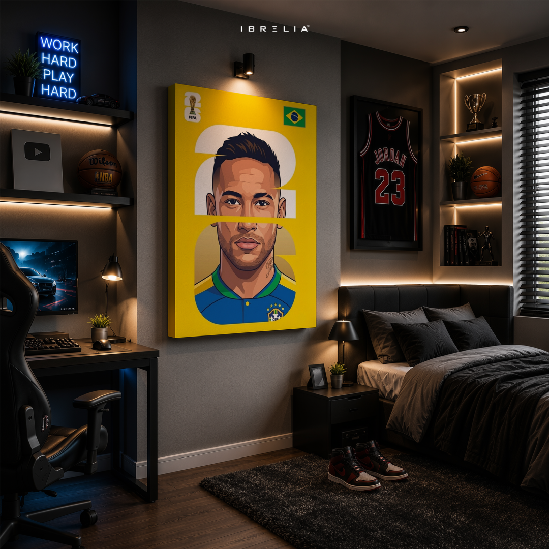 Neymar Jr Brazil FIFA World Cup 2026 Minimalist Wrapped Frame Wall Art | IBRELIA™
