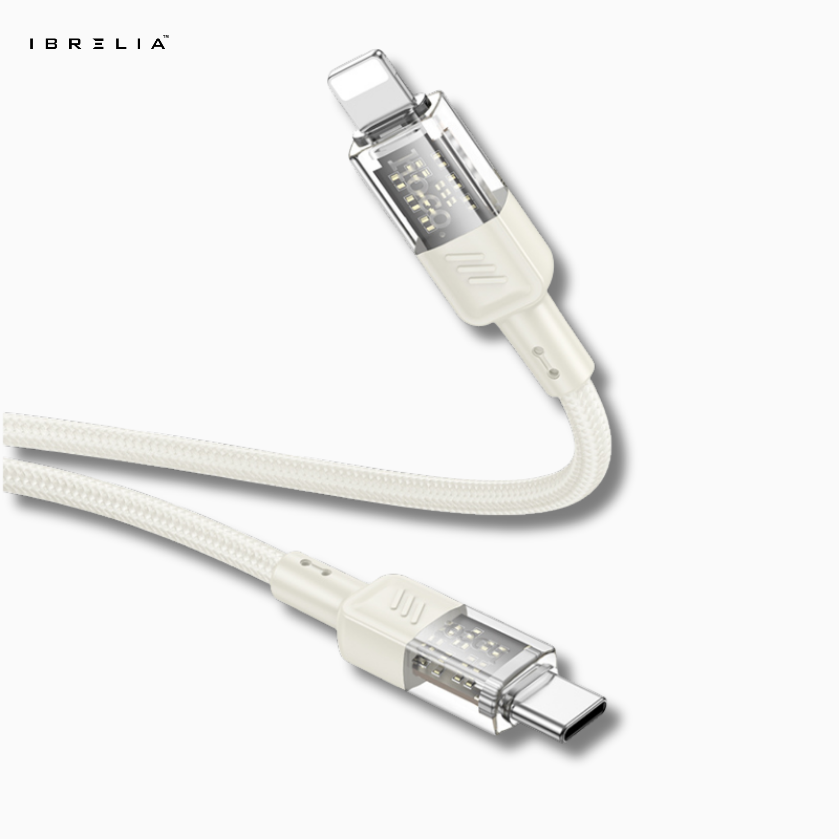 HOCO U129 Spirit Transparent 27W Fast Charging Cable (USB-C to iPhone) | IBRELIA™