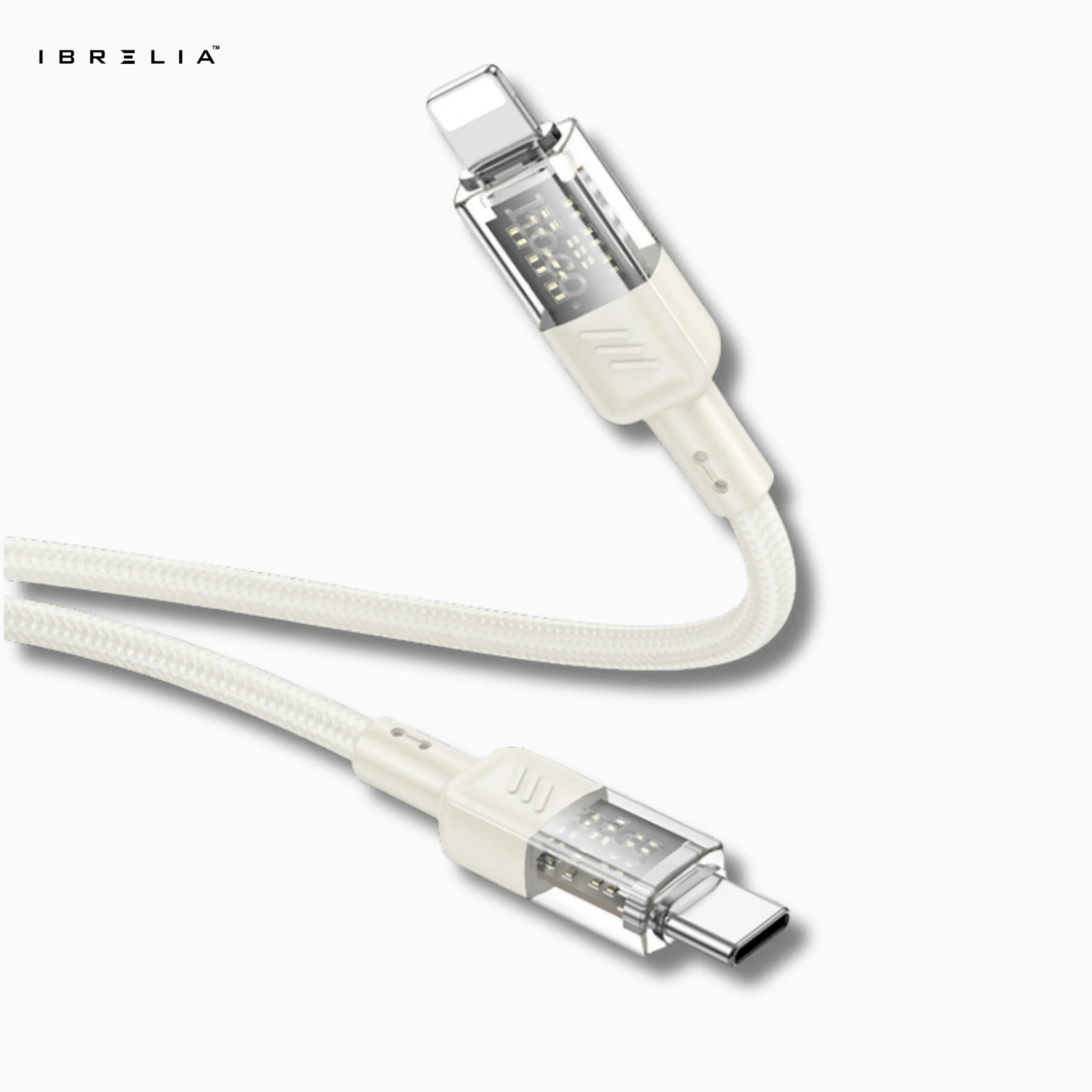 HOCO U129 Spirit Transparent 27W Fast Charging Cable (USB-C to iPhone) | IBRELIA™ IBRELIA
