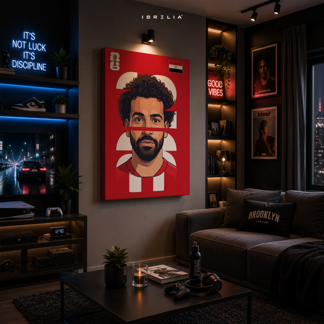 Mohamed Salah Egypt FIFA World Cup 2026 Minimalist Wrapped Frame Wall Art | IBRELIA™