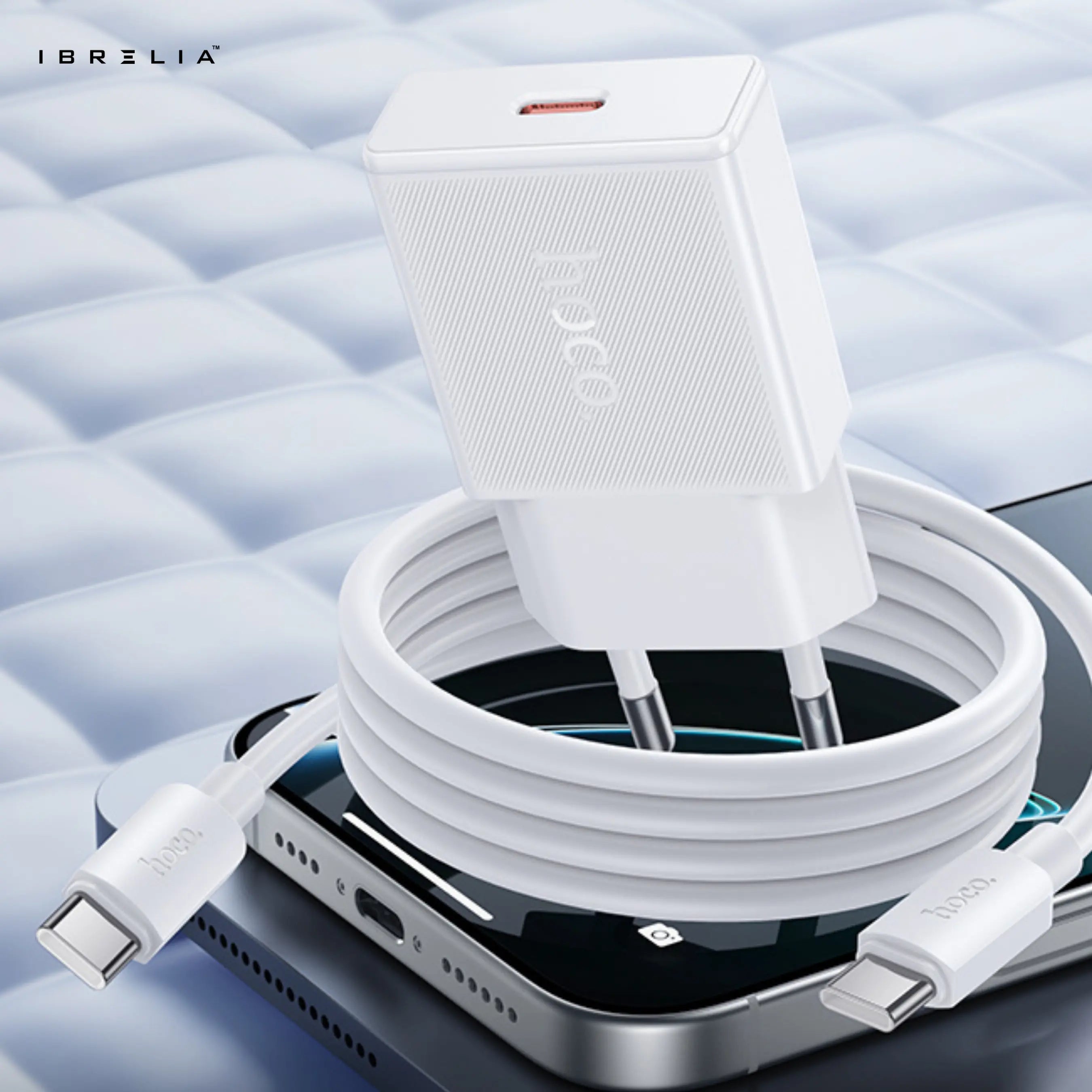 HOCO N72 Speed 20W Ultra-Thin GaN Fast Charger Set (USB-C to USB-C, 60W Cable Included) | IBRELIA™ IBRELIA