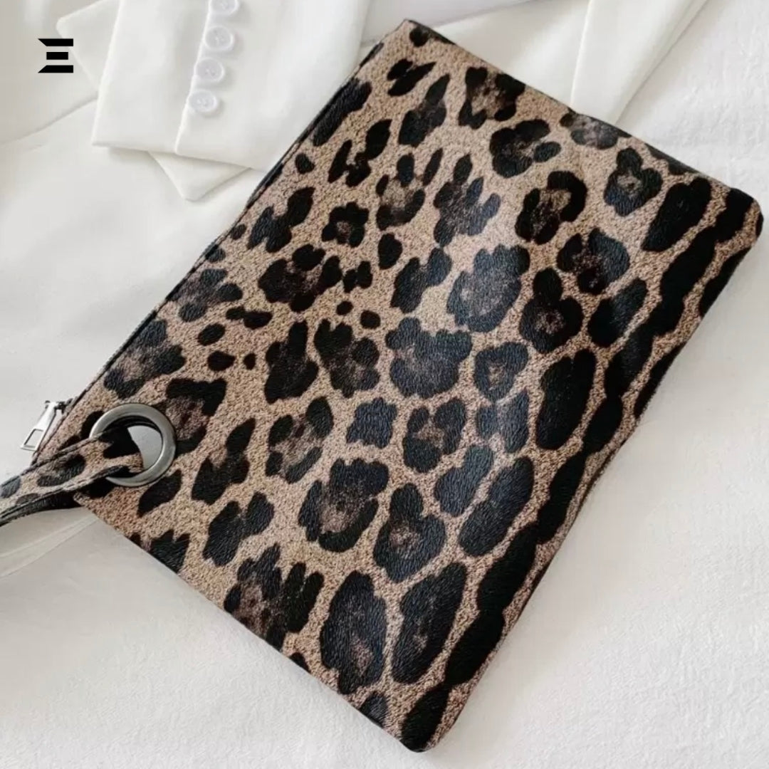 Leopard Luxe PU Leather Clutch Bag | Elegant Envelope Purse for Women | IBRELIA™ IBRELIA