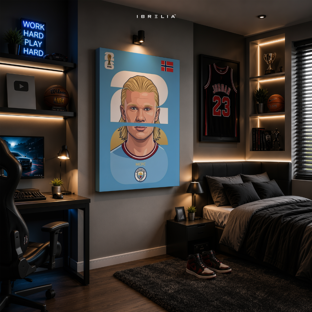 Erling Haaland Norway FIFA World Cup 2026 Minimalist Wrapped Frame Wall Art | IBRELIA™