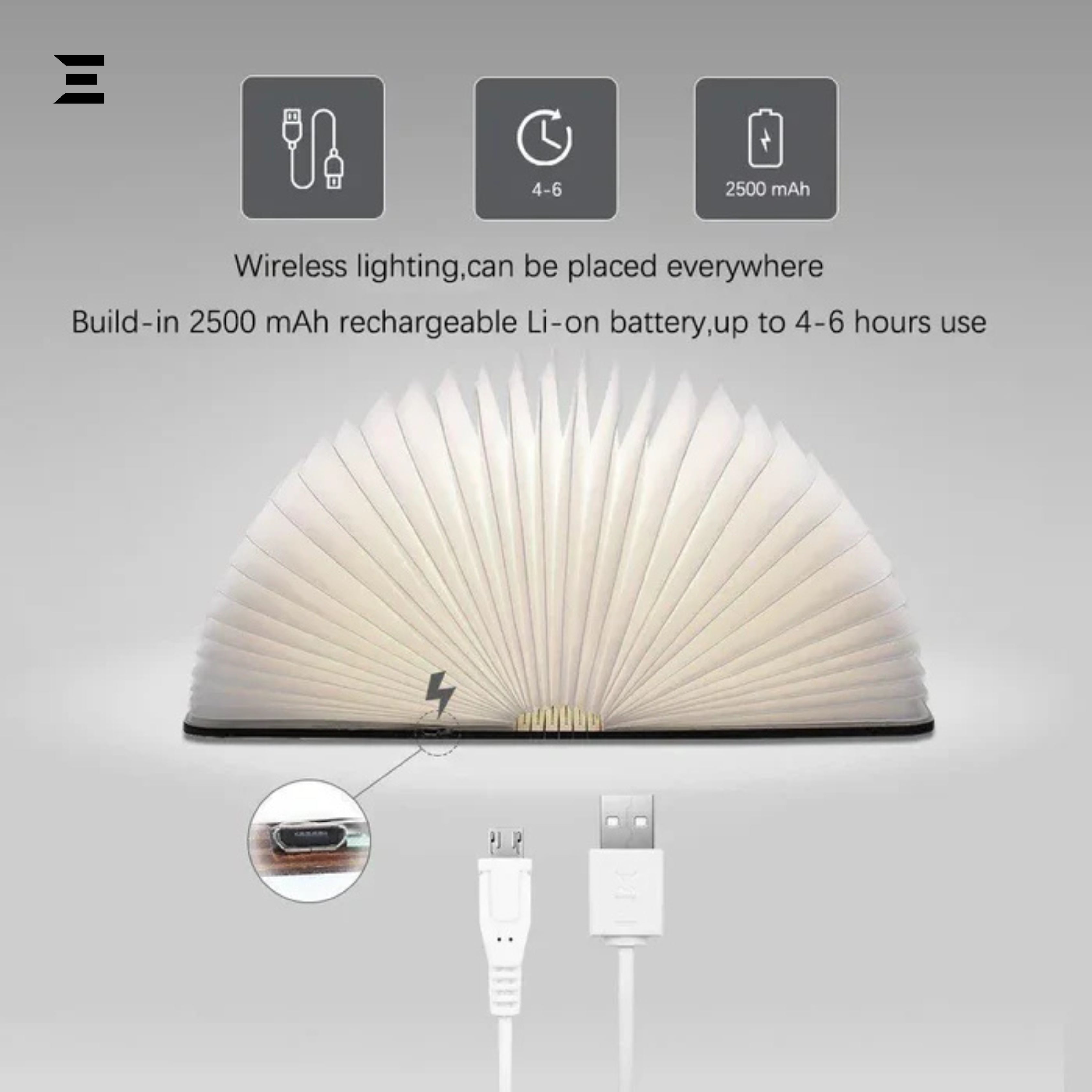 Foldable LED Book Lamp – Wooden Rechargeable Book Light | Decorative Table Lamp | IBRELIA™ IBRELIA