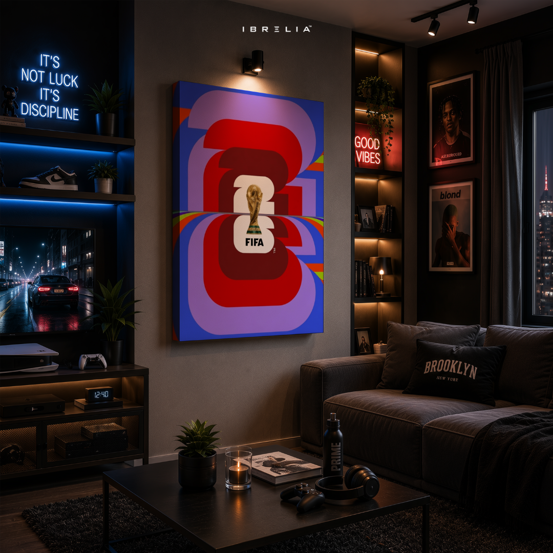FIFA World Cup 2026 Official Emblem Abstract Wrapped Frame Wall Art | IBRELIA™