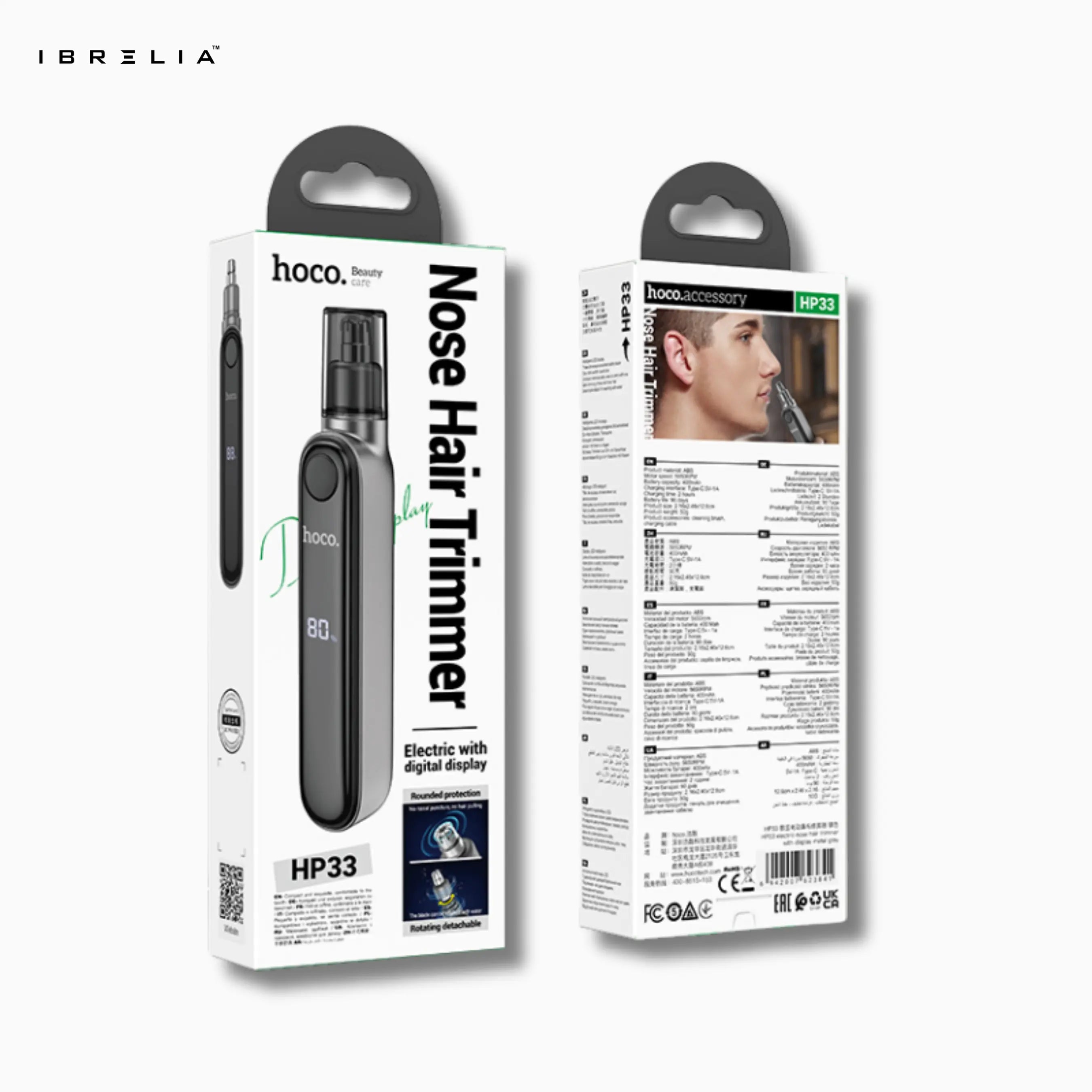 HOCO HP33 Electric Nose Hair Trimmer with LED Display | 5650 RPM Motor | USB Rechargeable | IBRELIA™ IBRELIA