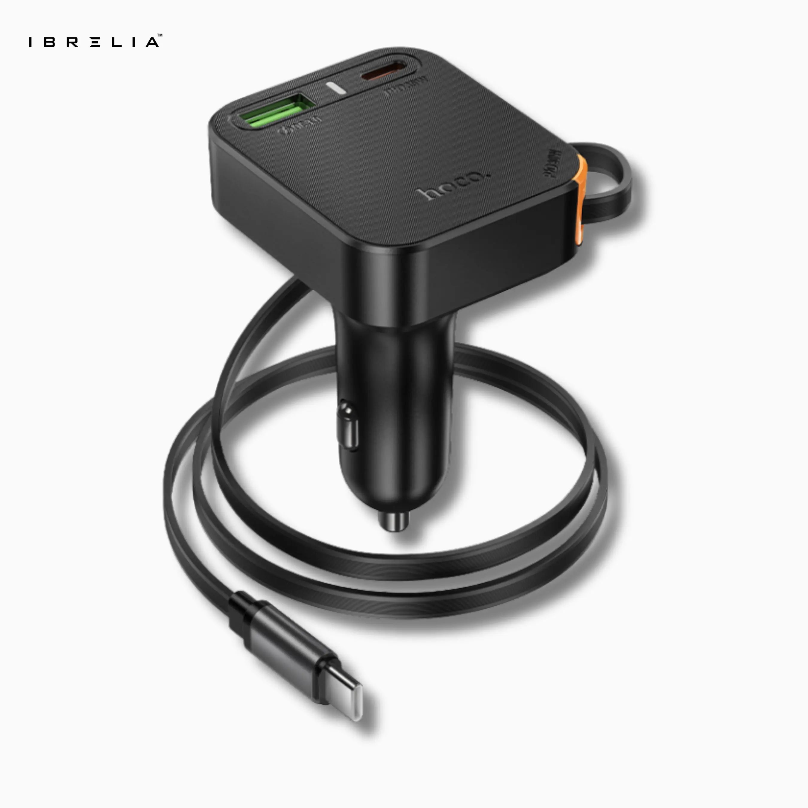 HOCO NZ18 Guardian PD65W Car Charger with Retractable Cable (2C1A) | IBRELIA™ IBRELIA