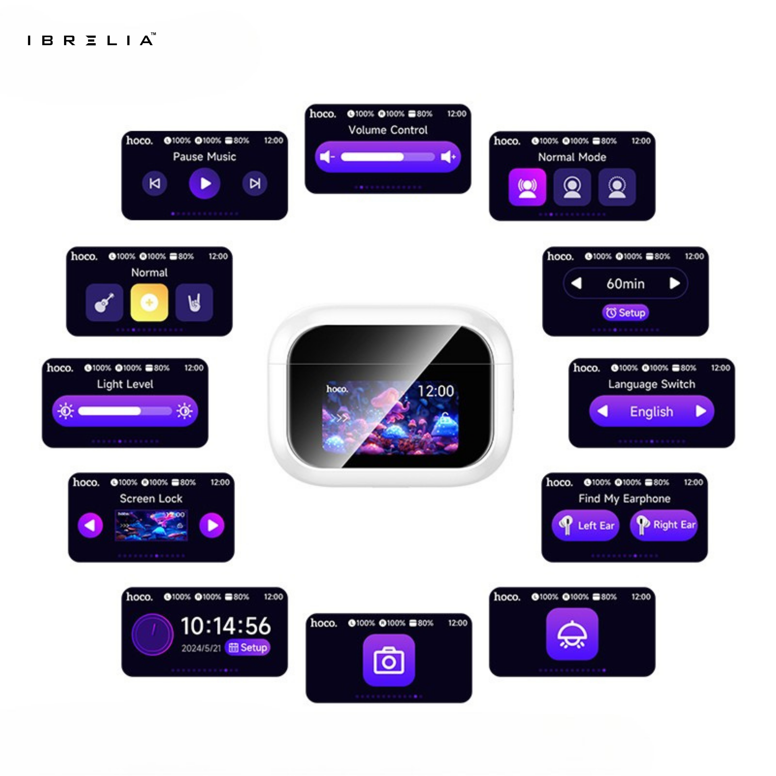 HOCO EW79 Bright True Wireless ANC Earbuds with Touch Screen Case | Bluetooth 5.4 | IBRELIA™ IBRELIA