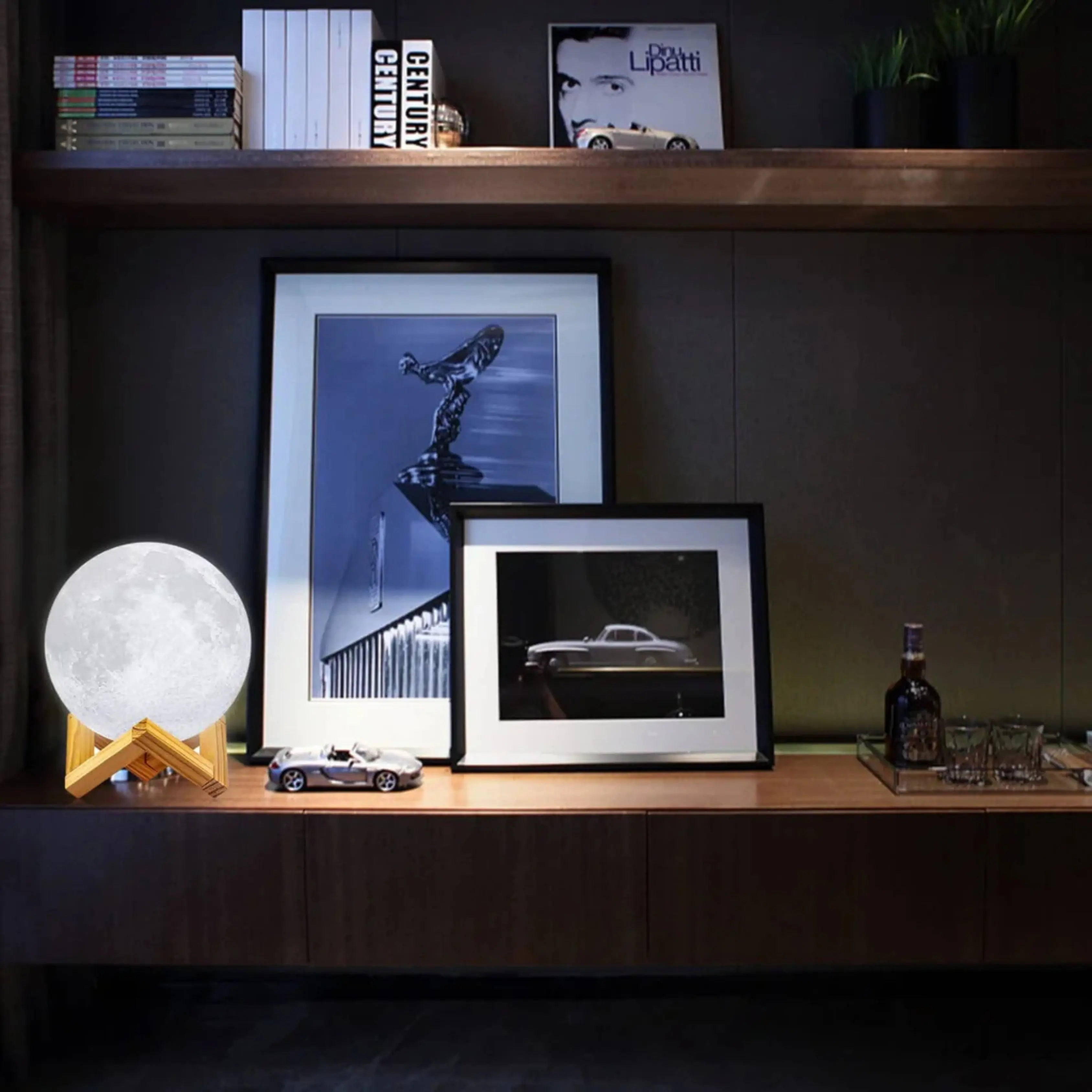 3D Moon Lamp with Wooden Stand – Realistic Lunar LED Night Light | Decorative Moon Light | IBRELIA™ IBRELIA
