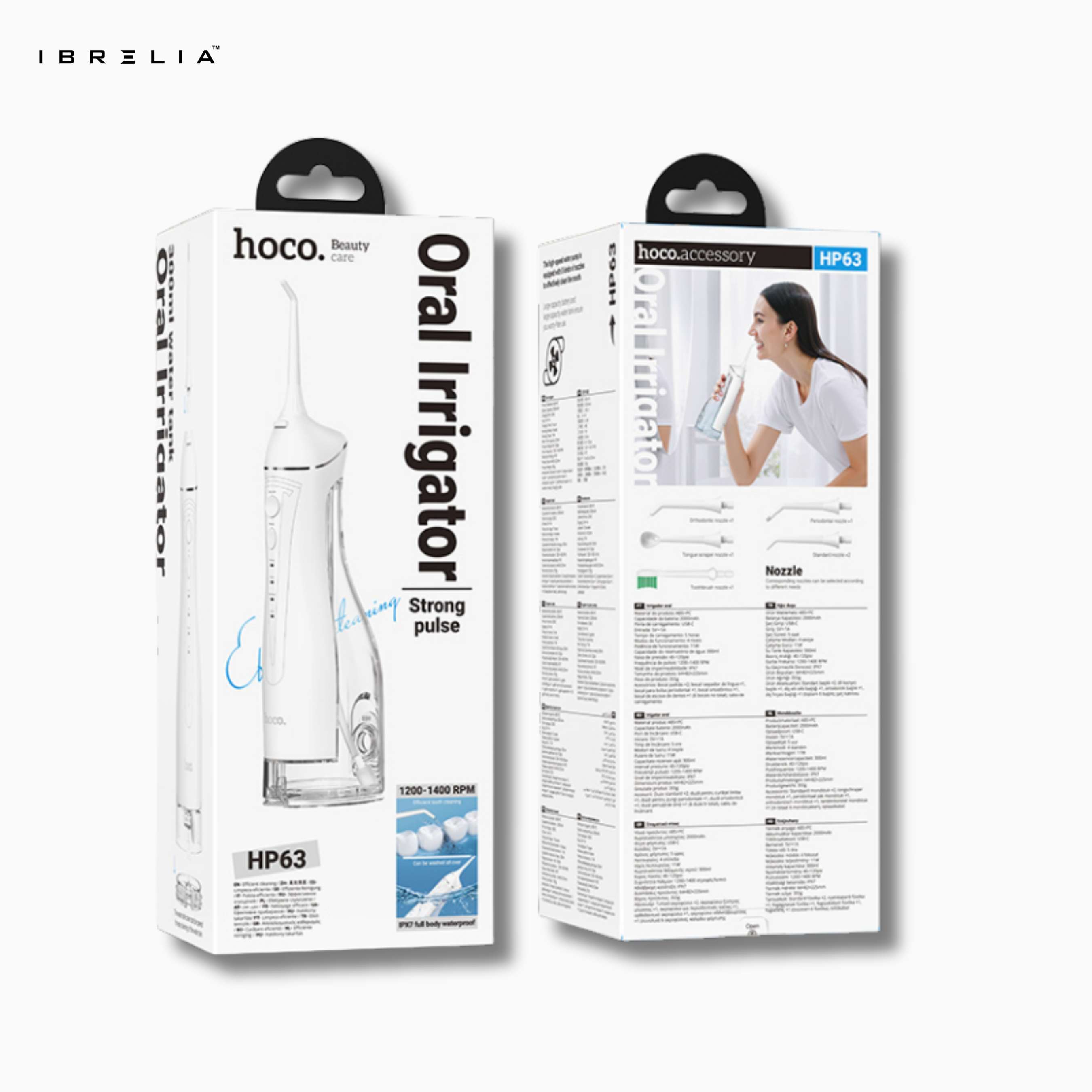 HOCO HP63 Electric Oral Irrigator | 300ML Water Tank | 1200–1400 RPM Strong Pulse | IPX7 Waterproof | IBRELIA™ IBRELIA