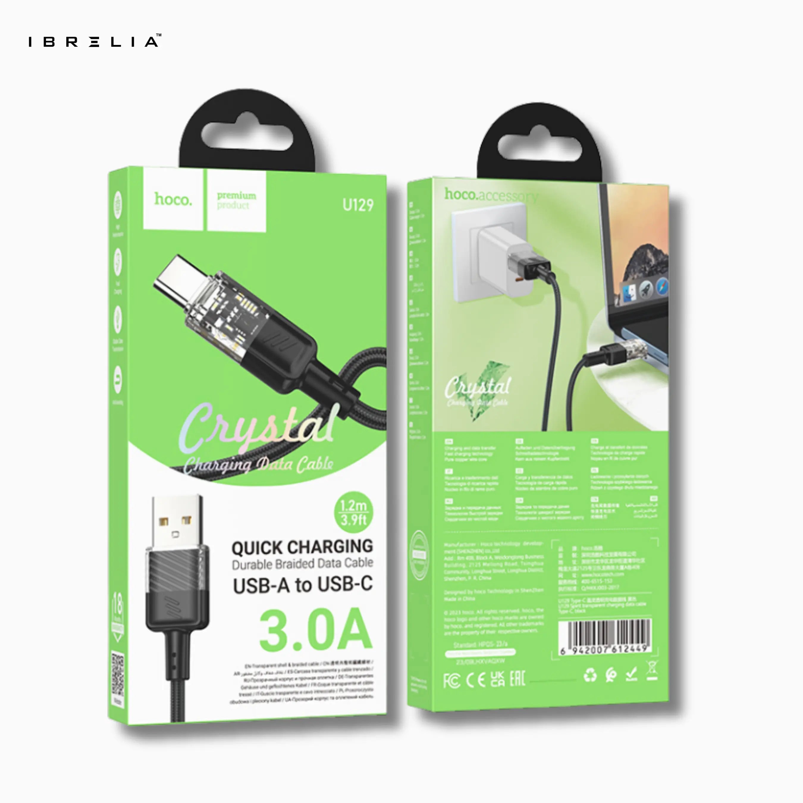 HOCO U129 Spirit Transparent 3A Charging Cable (USB-A to Type-C) | IBRELIA™ IBRELIA
