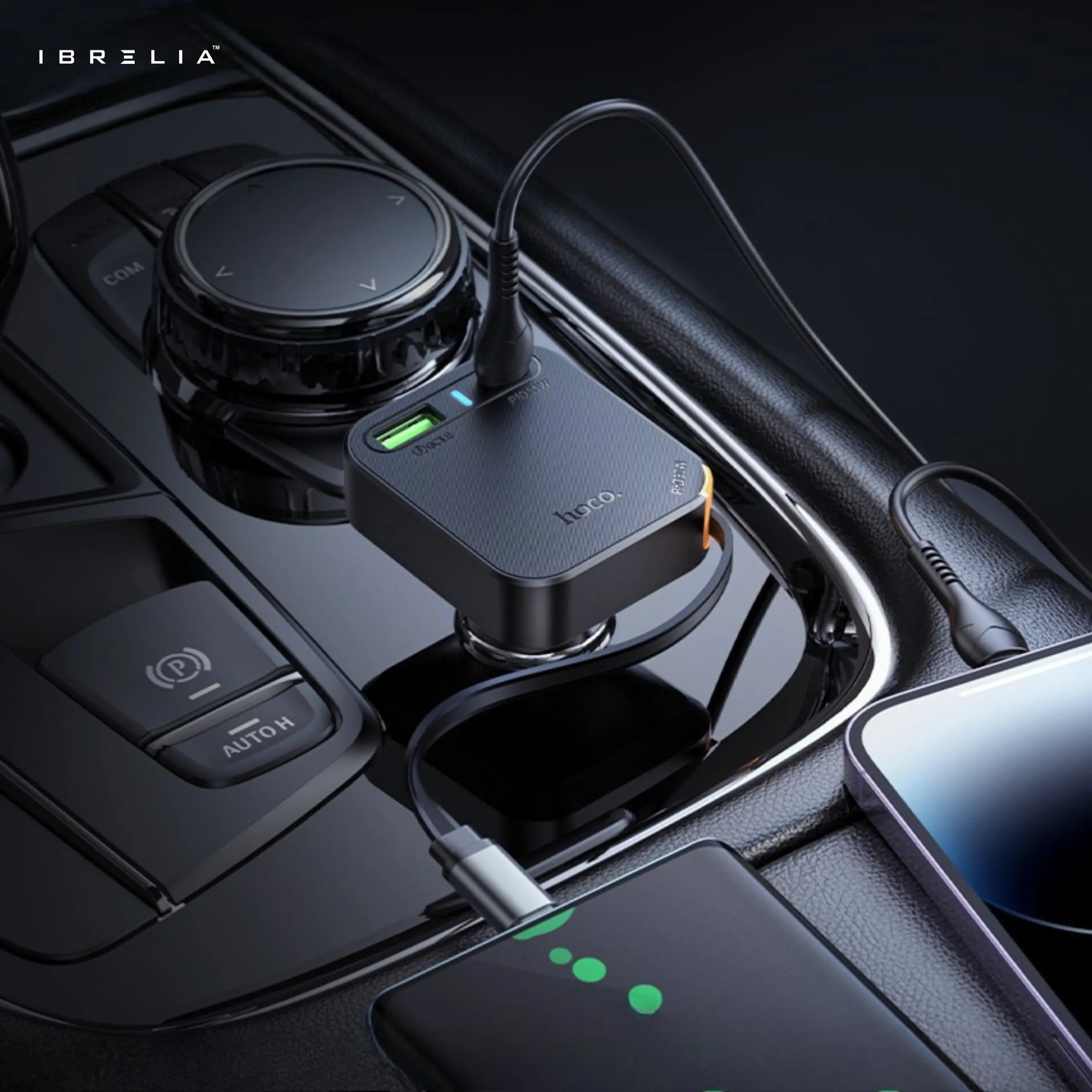 HOCO NZ18 Guardian PD65W Car Charger with Retractable Cable (2C1A) | IBRELIA™ IBRELIA