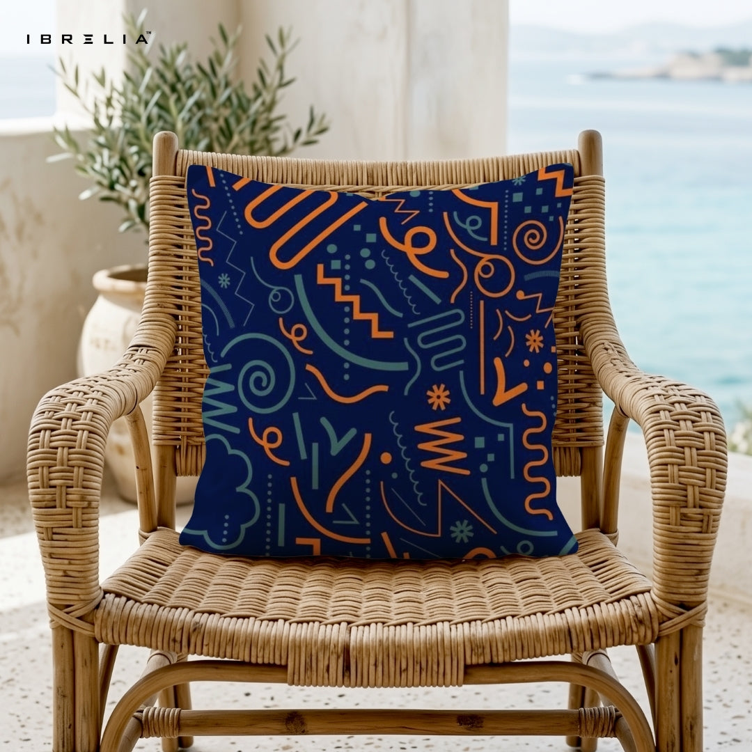 Abstract Pattern Cushion | Modern Geometric Line Art Design | Premium Jute Fabric | Double-Sided Print | IBRELIA™ IBRELIA