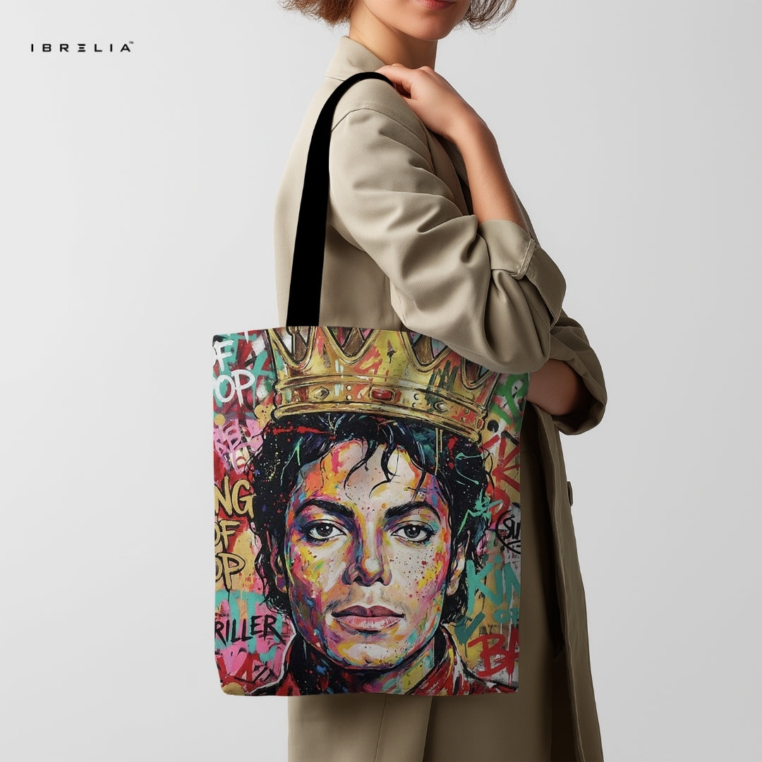 IBRELIA™ King of Pop Graffiti Tote Bag – Michael Jackson Artistic Tote