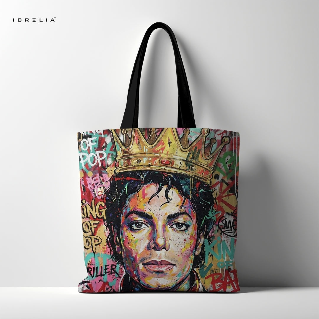 IBRELIA™ King of Pop Graffiti Tote Bag – Michael Jackson Artistic Tote IBRELIA