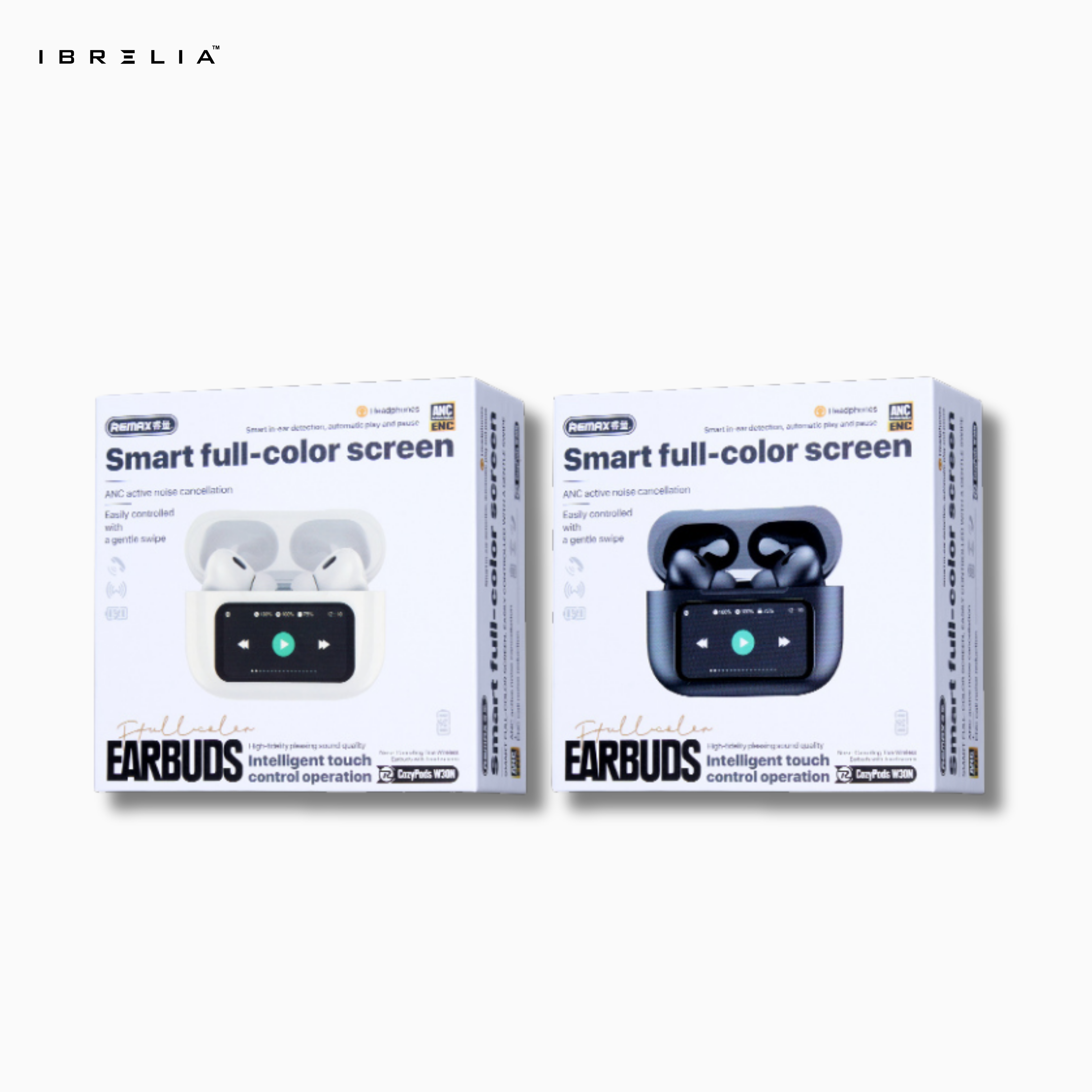 REMAX CozyPods W30N TWS Earbuds | Smart Full-Color Touchscreen Case | ANC + ENC Noise Cancellation | IBRELIA™ IBRELIA