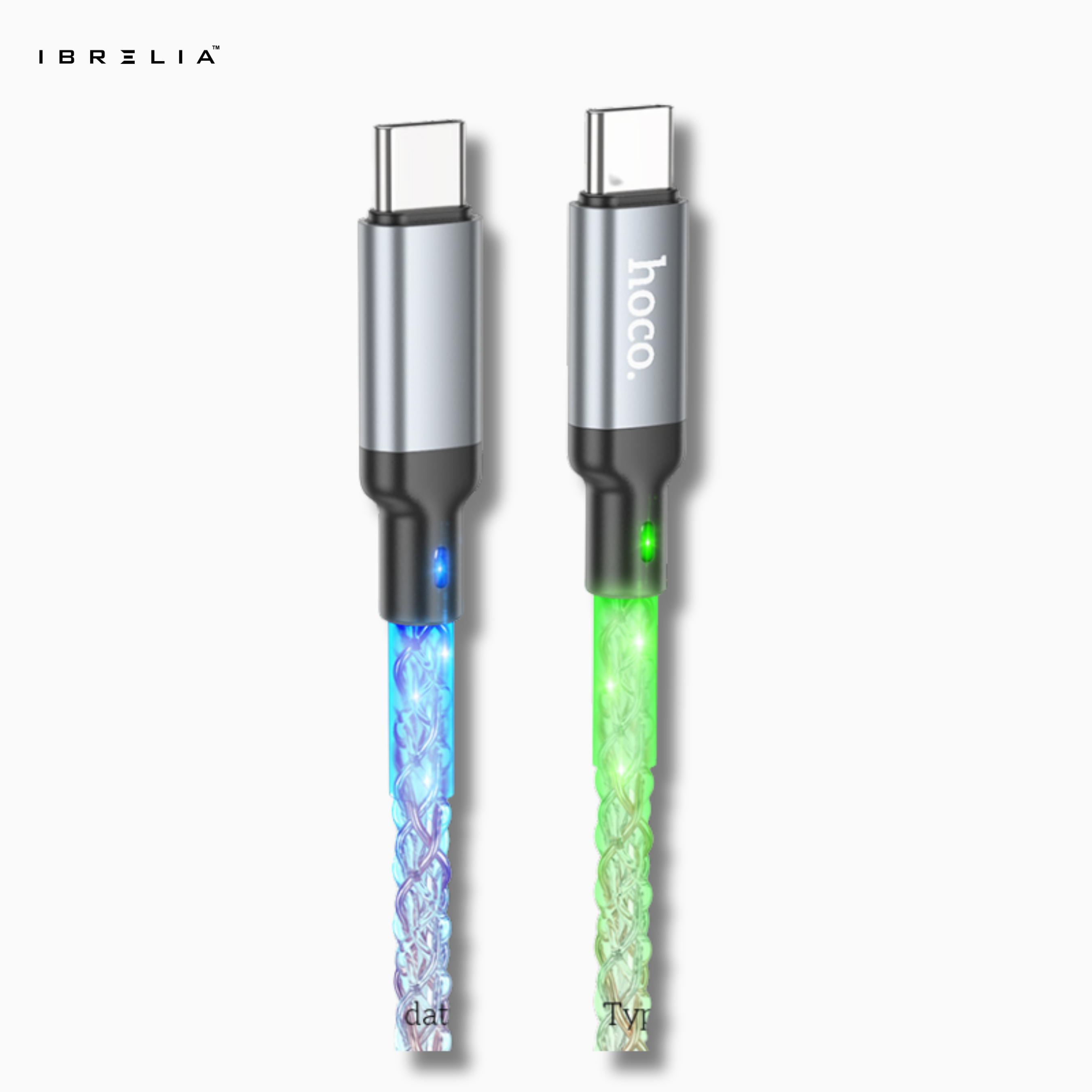 HOCO U112 Shine 60W LED Charging Data Cable (Type-C to Type-C) | IBRELIA™