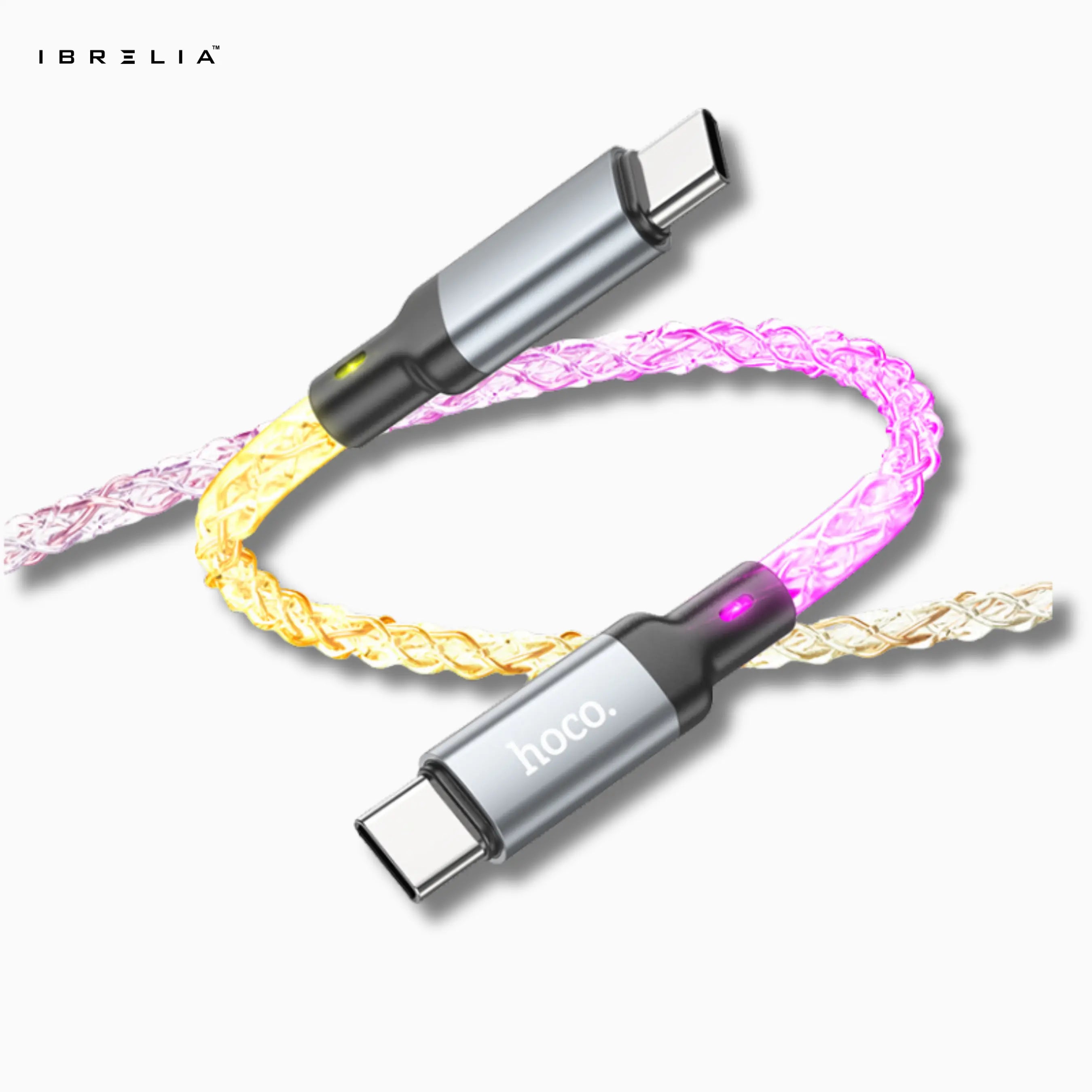 HOCO U112 Shine 60W LED Charging Data Cable (Type-C to Type-C) | IBRELIA™ IBRELIA