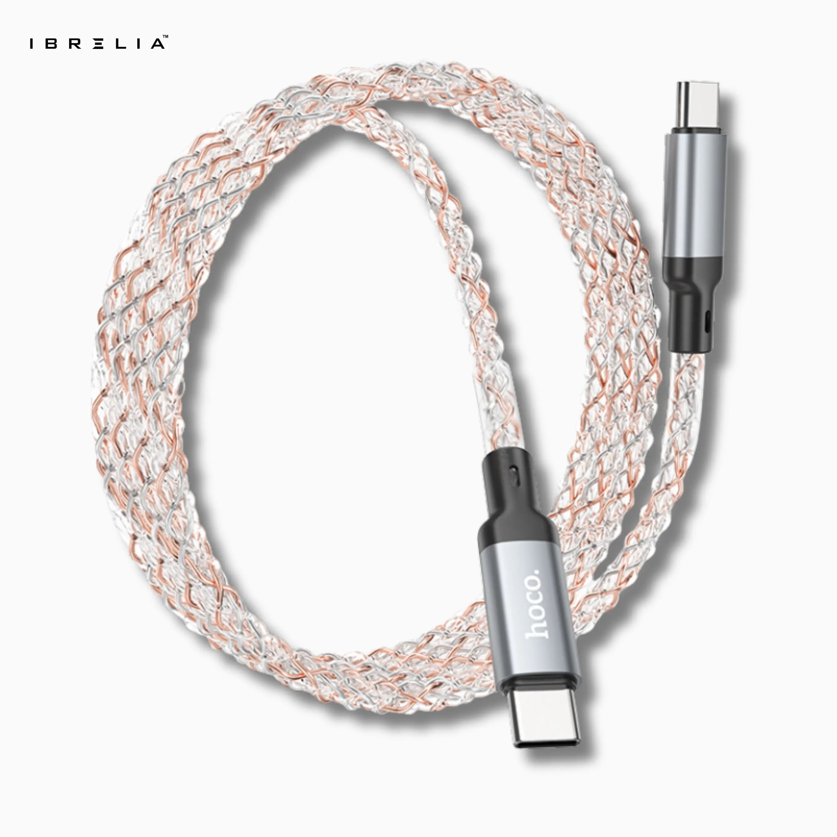 HOCO U112 Shine 60W LED Charging Data Cable (Type-C to Type-C) | IBRELIA™ IBRELIA