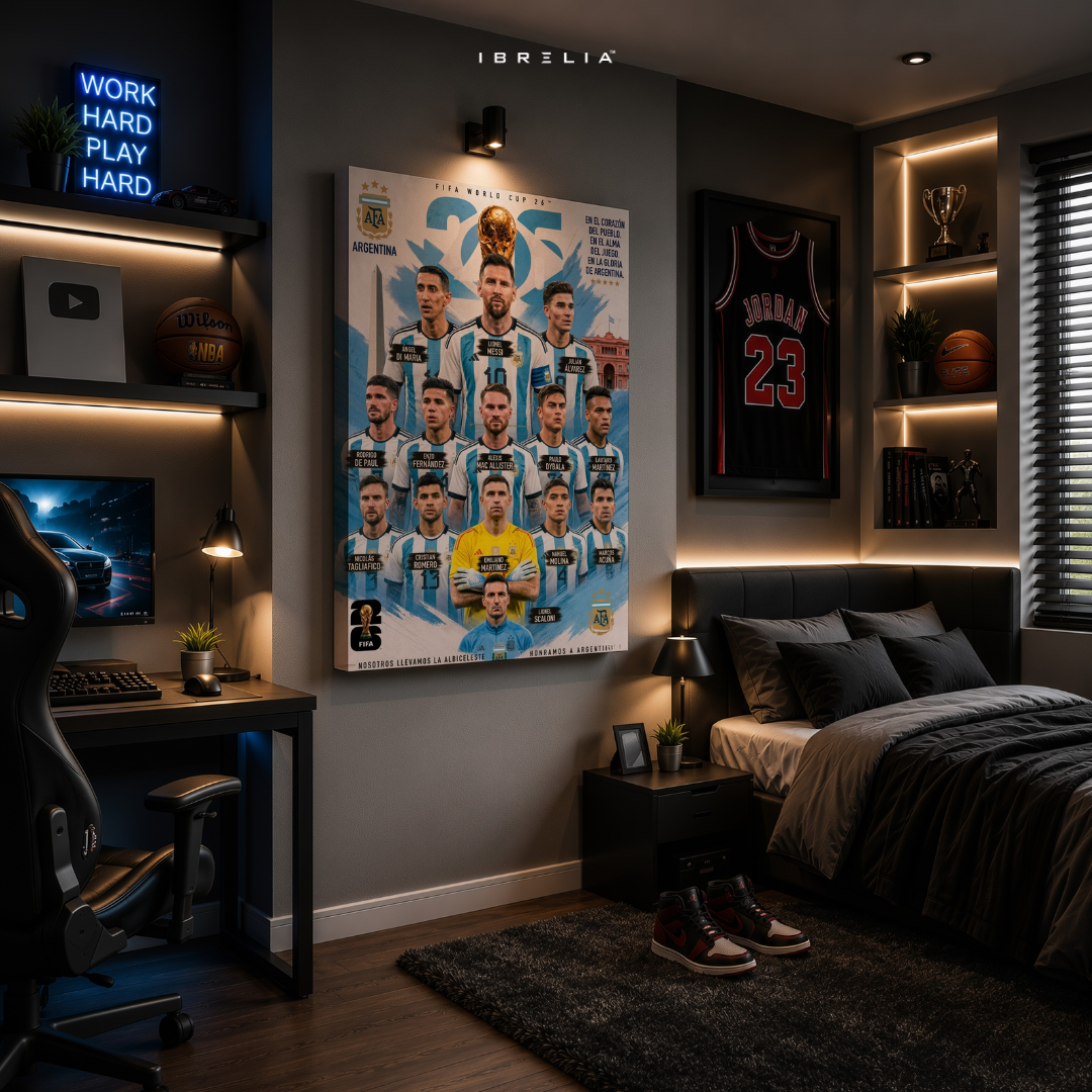 Argentina FIFA World Cup 2026 Team Wall Art – Lionel Messi Football Poster | IBRELIA™
